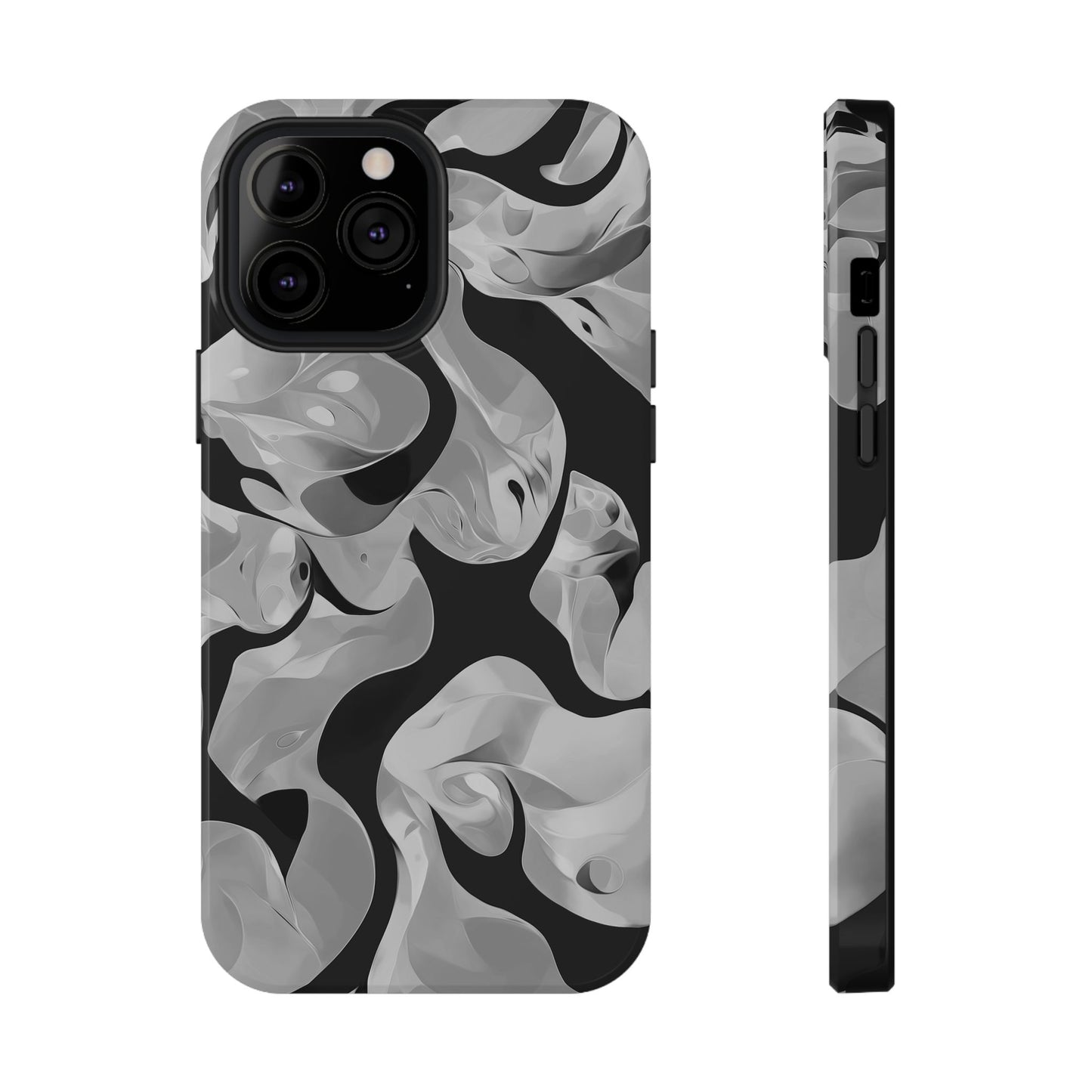 Abstract Monochrome Swirl Phone Case – MagSafe Compatible for iPhone & Samsung Galaxy