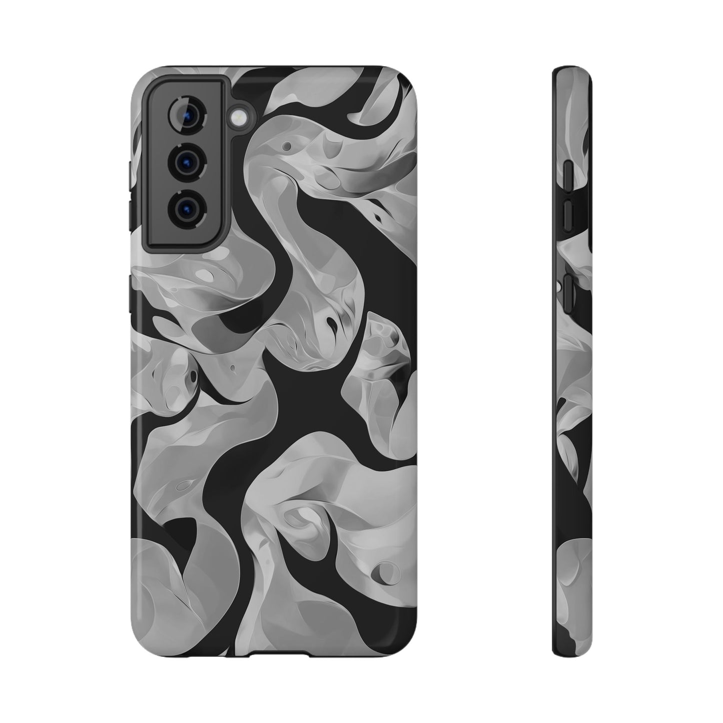 Abstract Monochrome Swirl Phone Case – MagSafe Compatible for iPhone & Samsung Galaxy