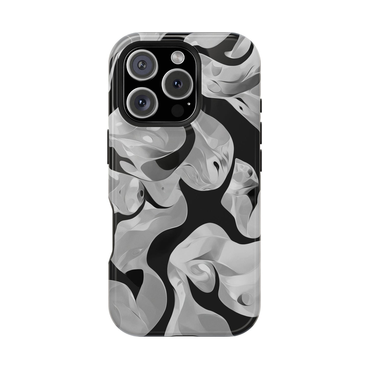 Abstract Monochrome Swirl Phone Case – MagSafe Compatible for iPhone & Samsung Galaxy
