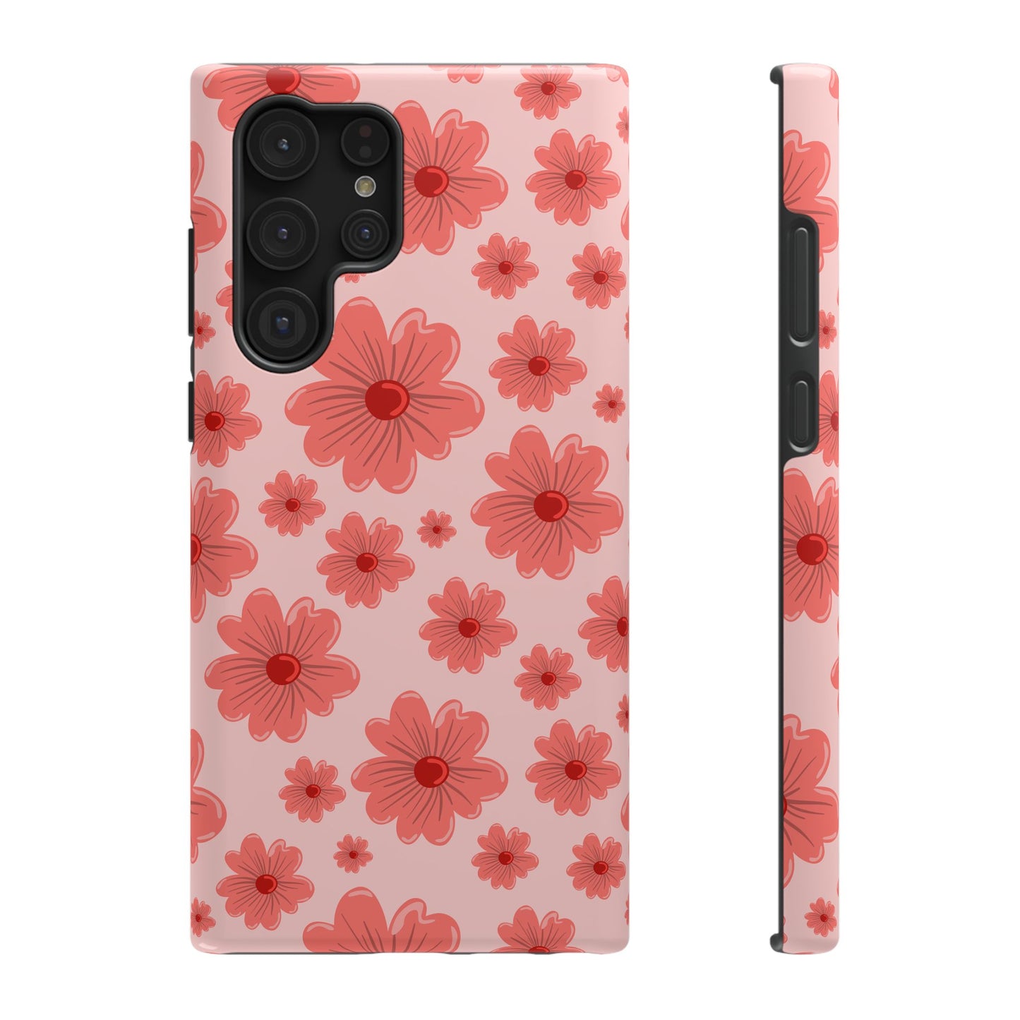 Blush Red Floral Phone Case – MagSafe Compatible for iPhone & Samsung Galaxy
