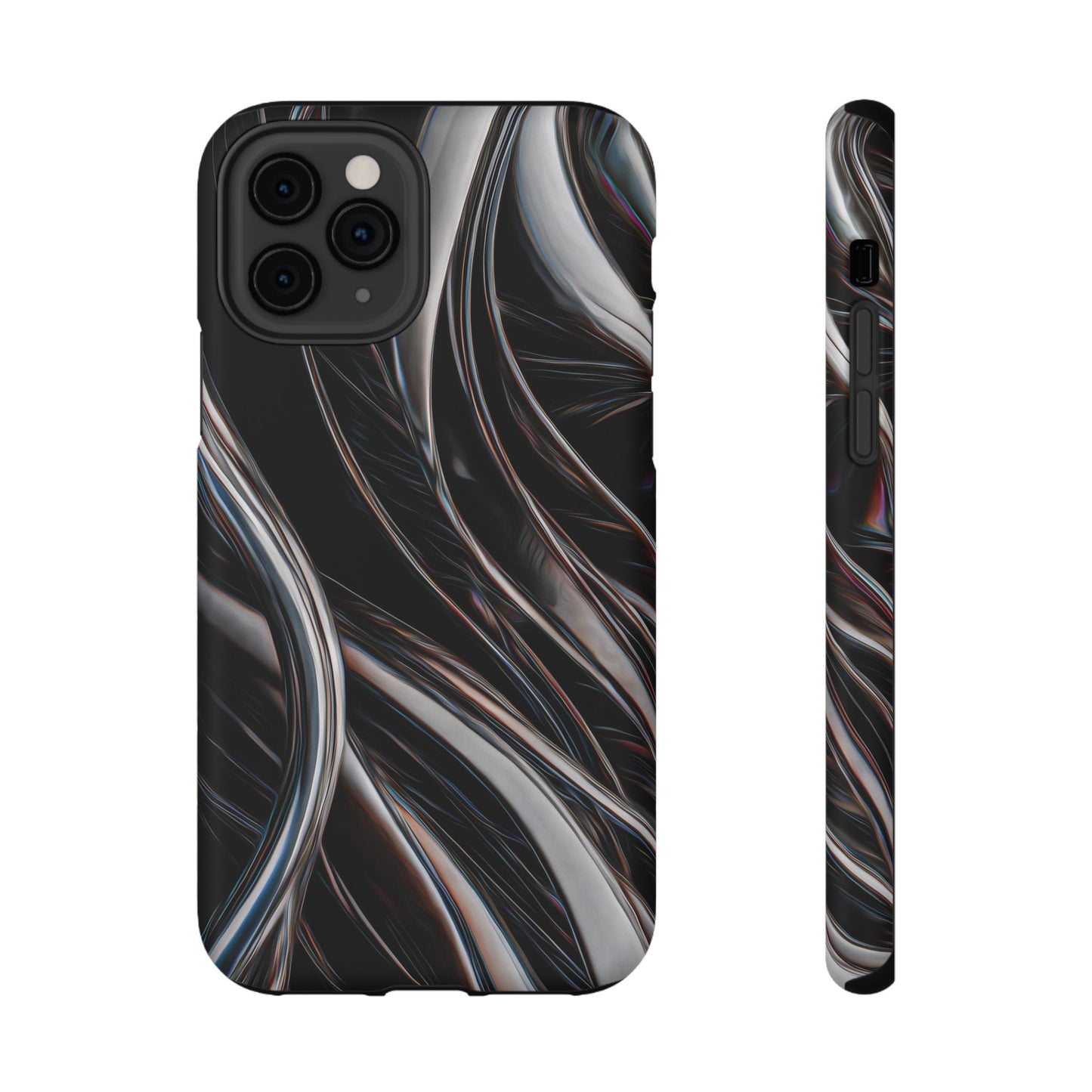 Black Metallic Streaks Phone Case – MagSafe Compatible for iPhone & Samsung Galaxy