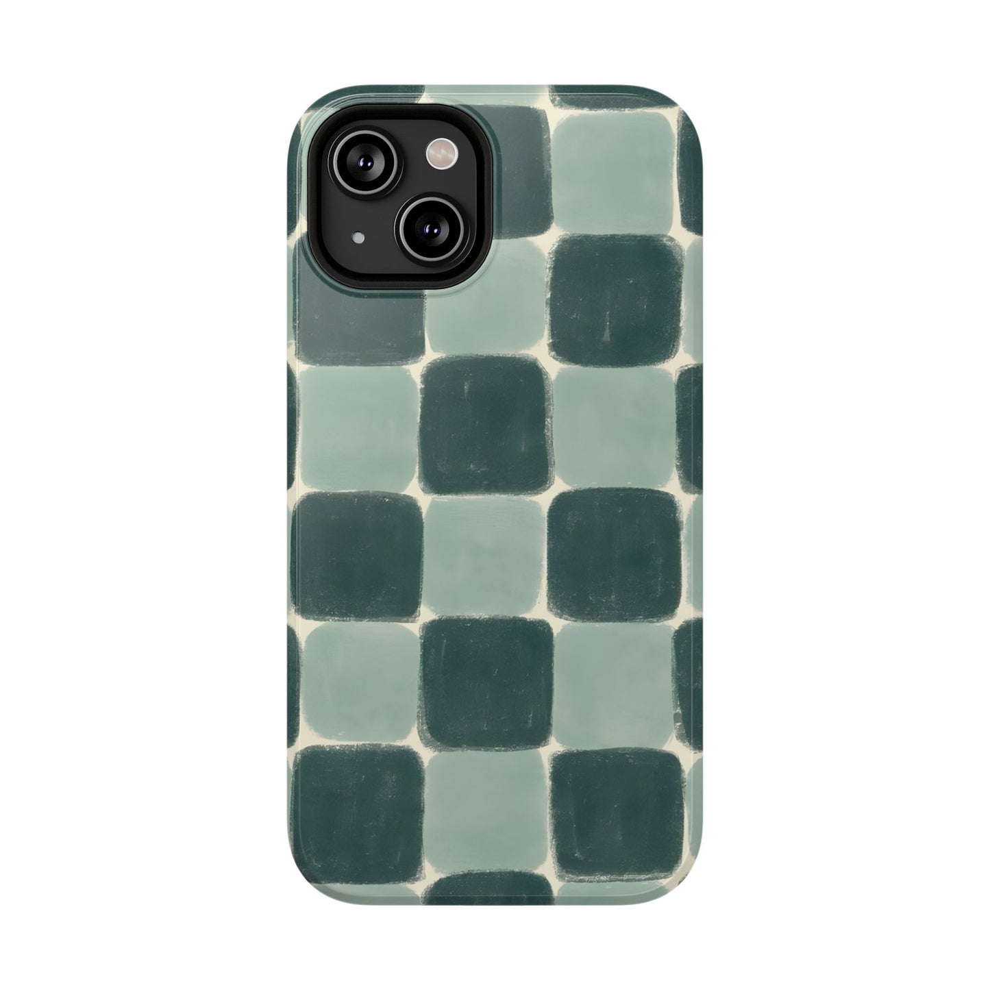 Green Checkerboard Retro Phone Case – MagSafe Compatible for iPhone & Samsung Galaxy