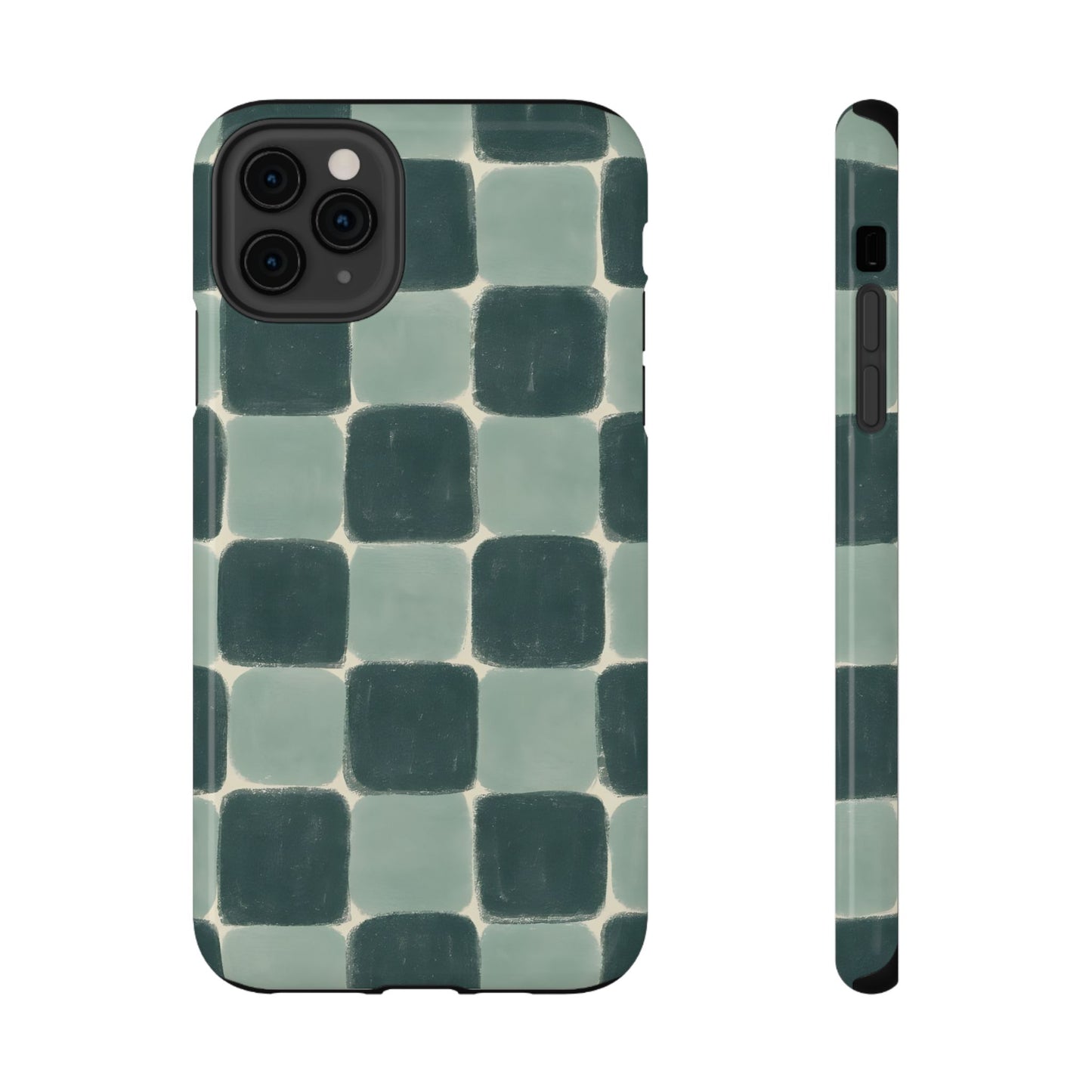 Green Checkerboard Retro Phone Case – MagSafe Compatible for iPhone & Samsung Galaxy
