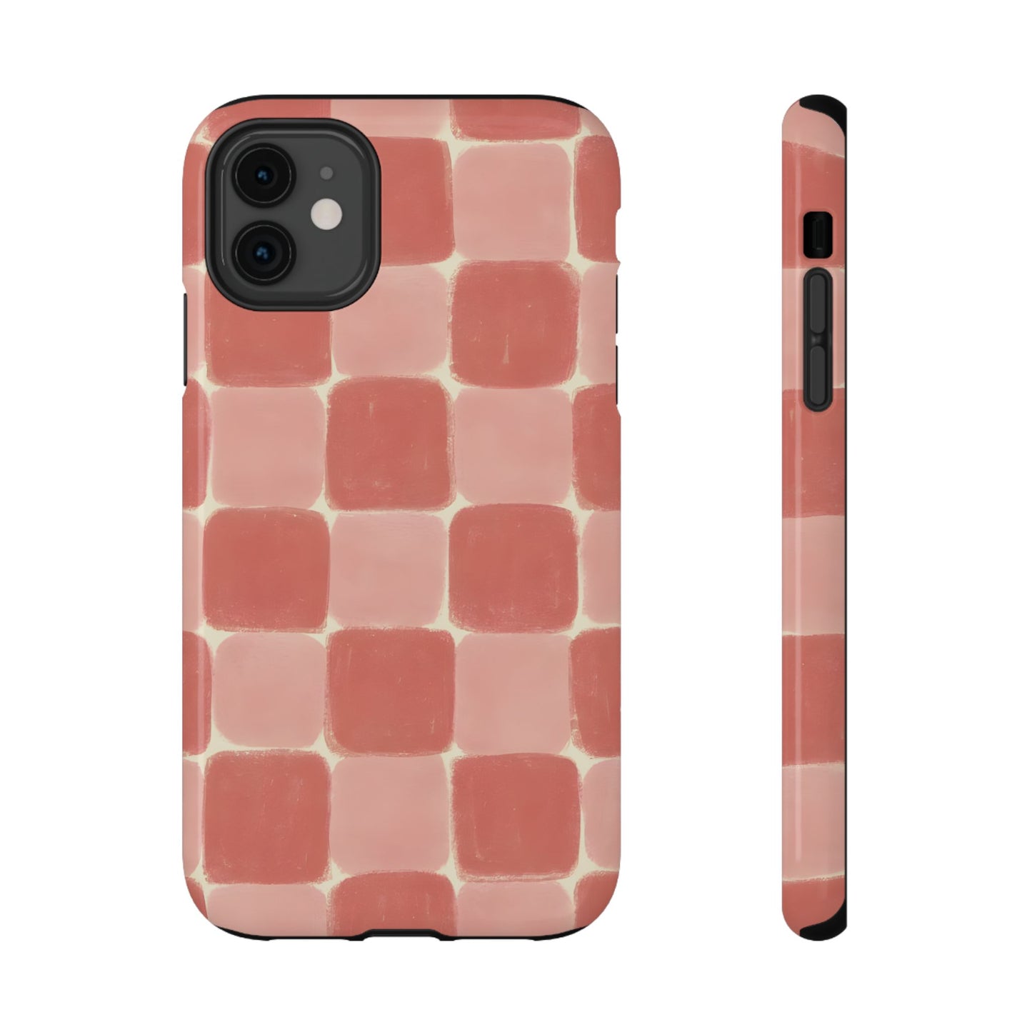 Blush Pink Checkerboard Phone Case – MagSafe Compatible for iPhone & Samsung Galaxy
