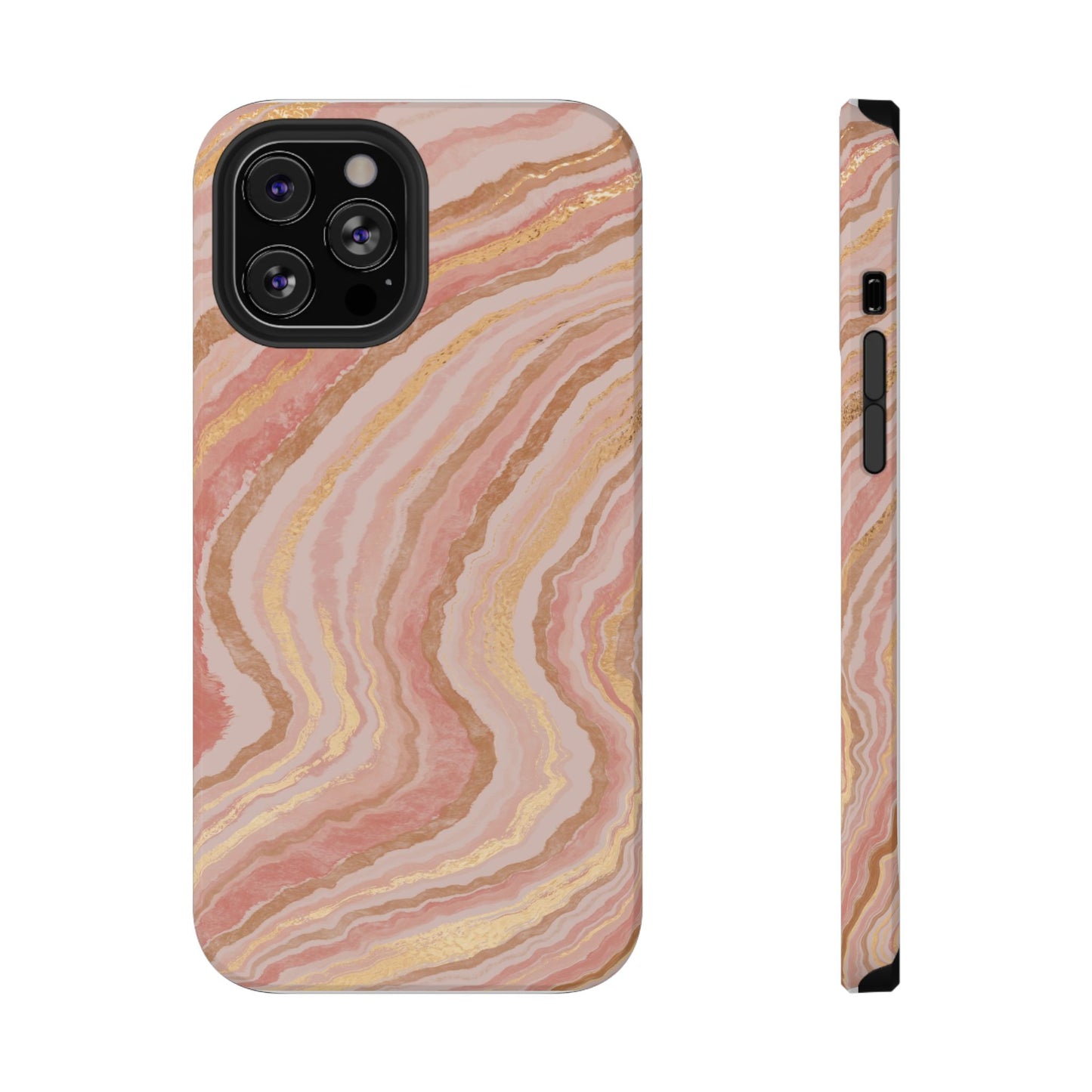 Rose Gold Marble Wave Phone Case – MagSafe Compatible for iPhone & Samsung Galaxy