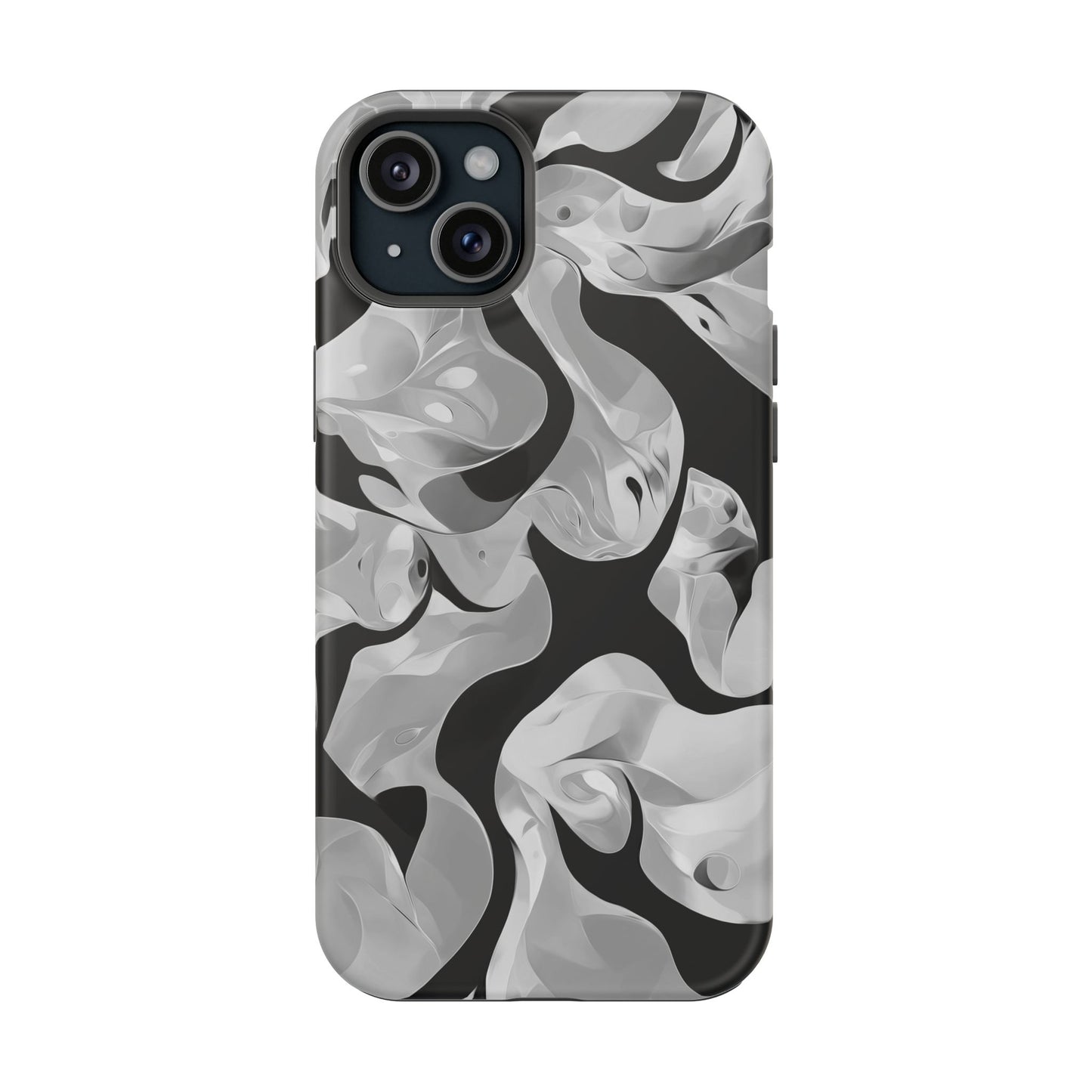 Abstract Monochrome Swirl Phone Case – MagSafe Compatible for iPhone & Samsung Galaxy
