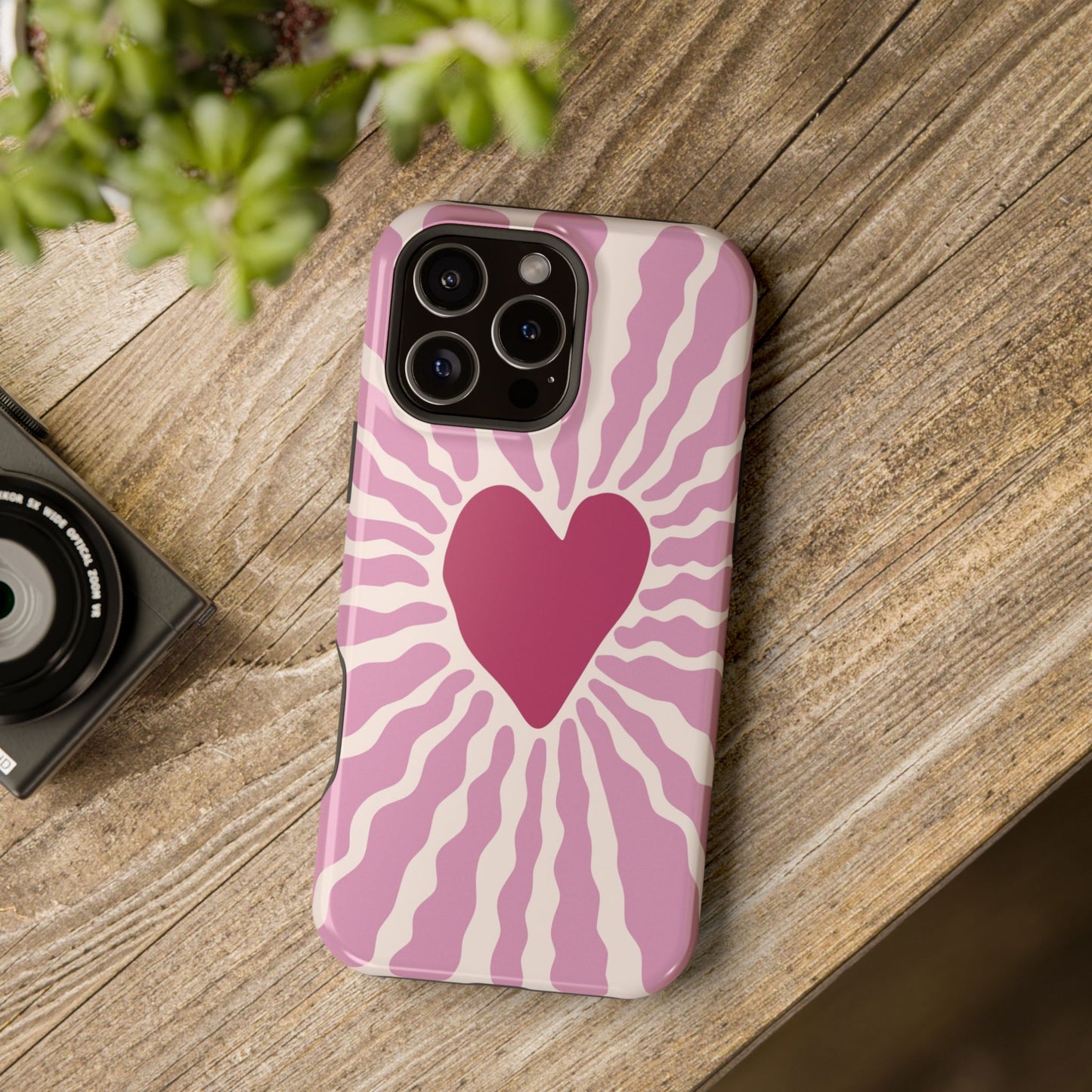 Retro Radiant Heart Phone Case – MagSafe Compatible for iPhone & Samsung Galaxy