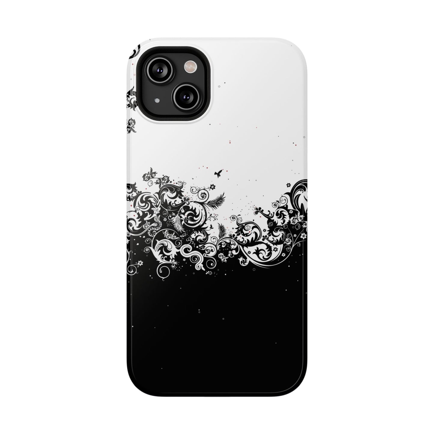 Ornate Black & White Floral Swirl Phone Case – MagSafe Compatible for iPhone & Samsung Galaxy