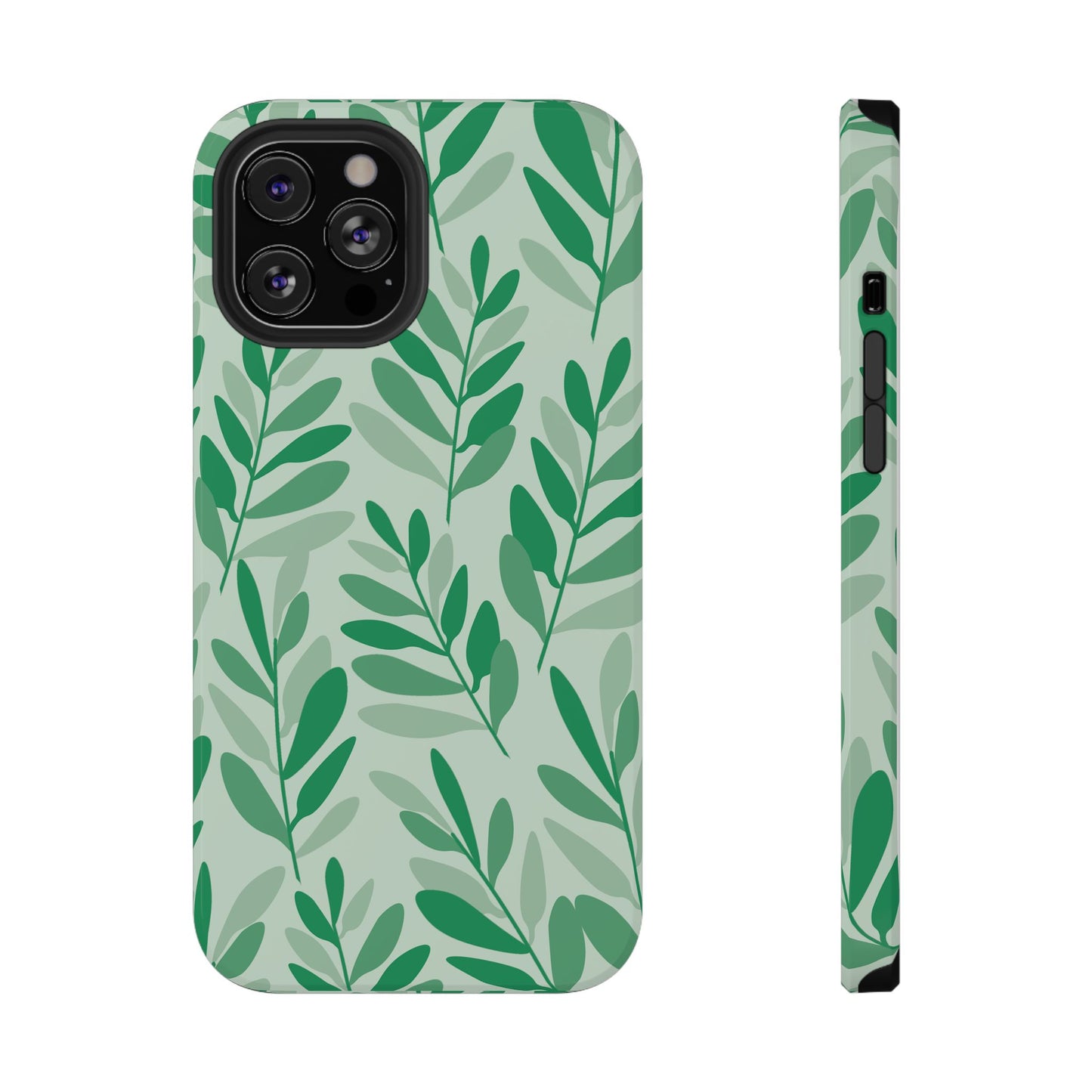 Green Leaf Pattern Phone Case – MagSafe Compatible for iPhone & Samsung Galaxy