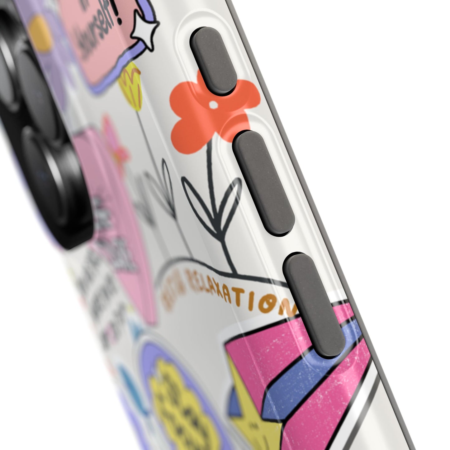 Motivational Doodle Collage Phone Case – MagSafe Compatible for iPhone & Samsung Galaxy