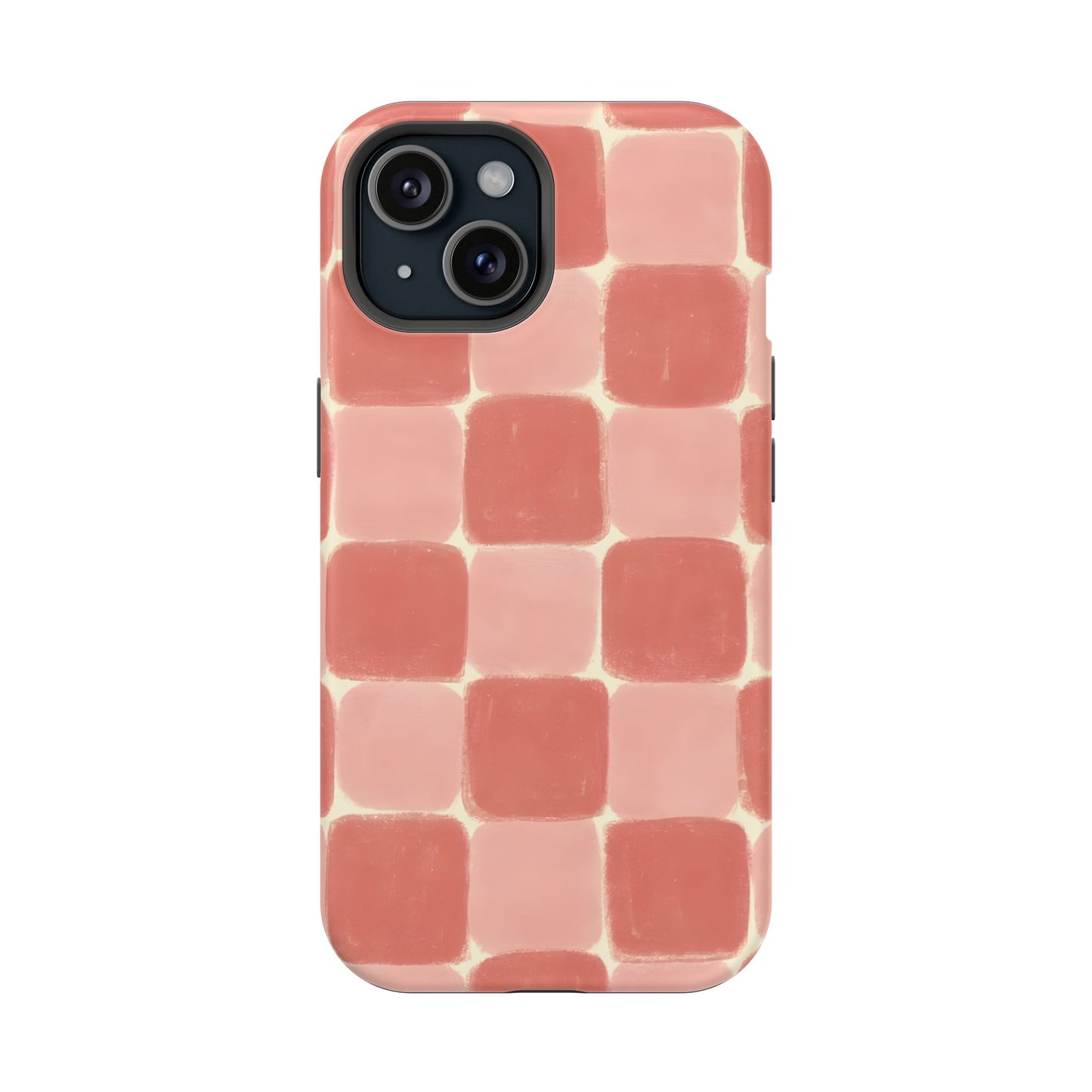 Blush Pink Checkerboard Phone Case – MagSafe Compatible for iPhone & Samsung Galaxy