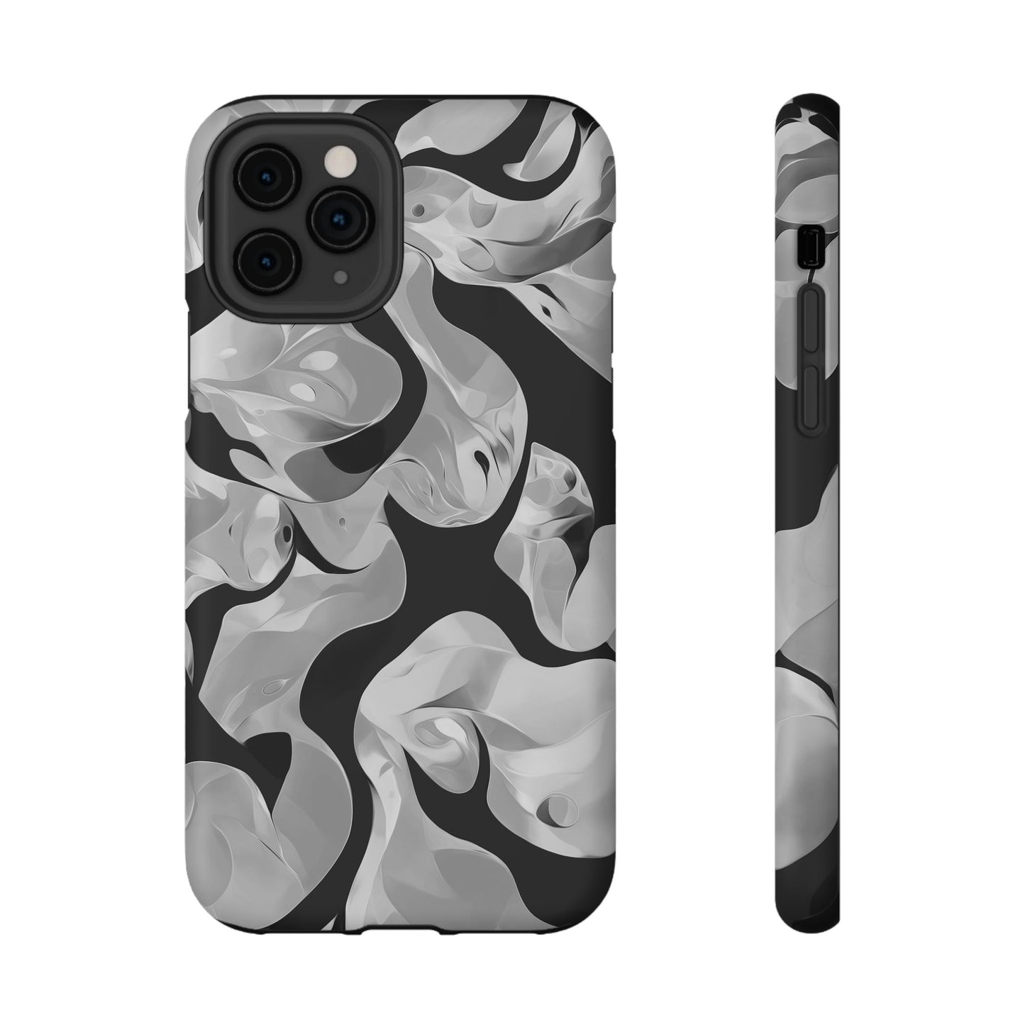 Abstract Monochrome Swirl Phone Case – MagSafe Compatible for iPhone & Samsung Galaxy