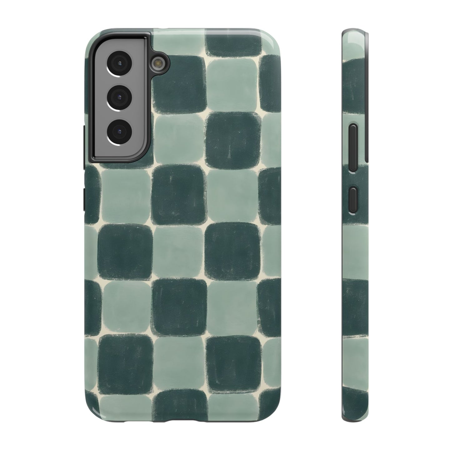 Green Checkerboard Retro Phone Case – MagSafe Compatible for iPhone & Samsung Galaxy
