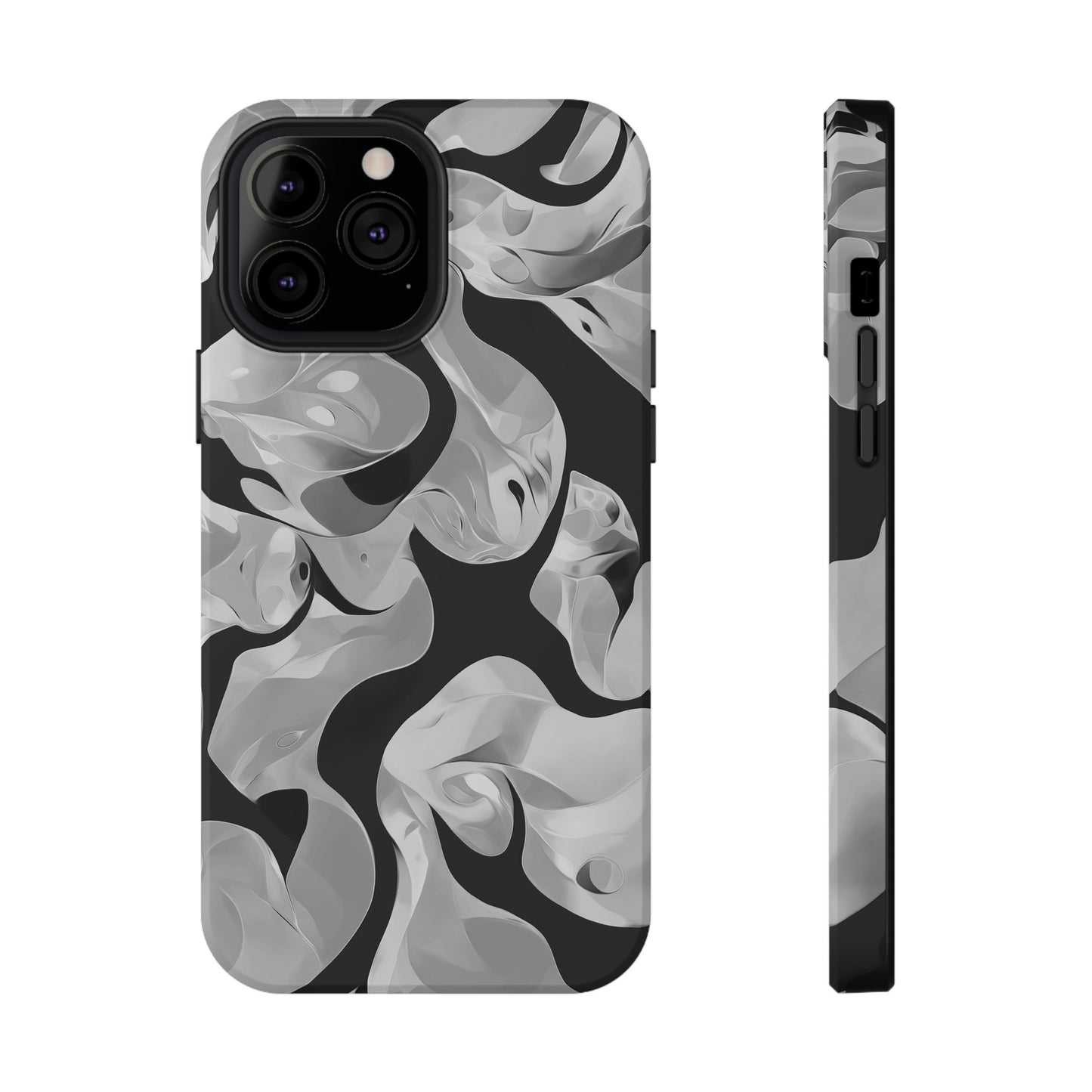 Abstract Monochrome Swirl Phone Case – MagSafe Compatible for iPhone & Samsung Galaxy