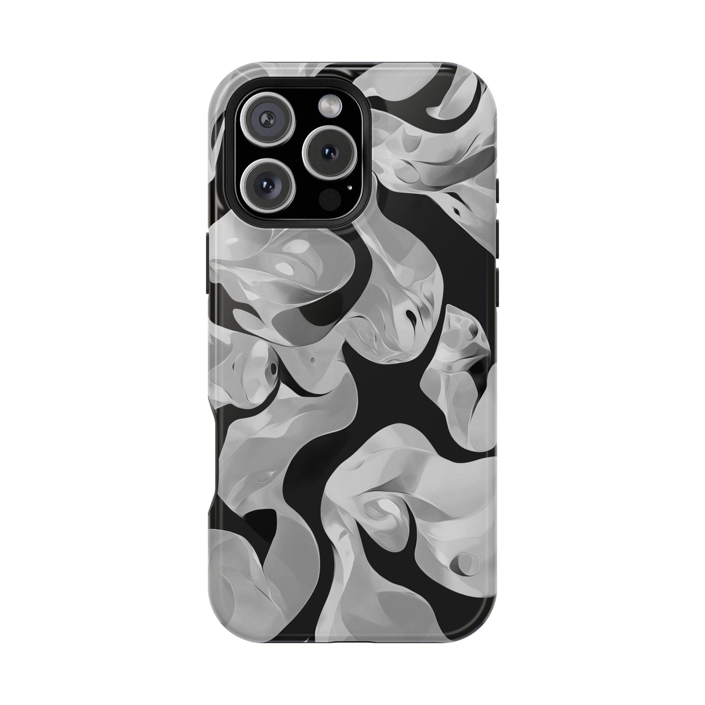 Abstract Monochrome Swirl Phone Case – MagSafe Compatible for iPhone & Samsung Galaxy