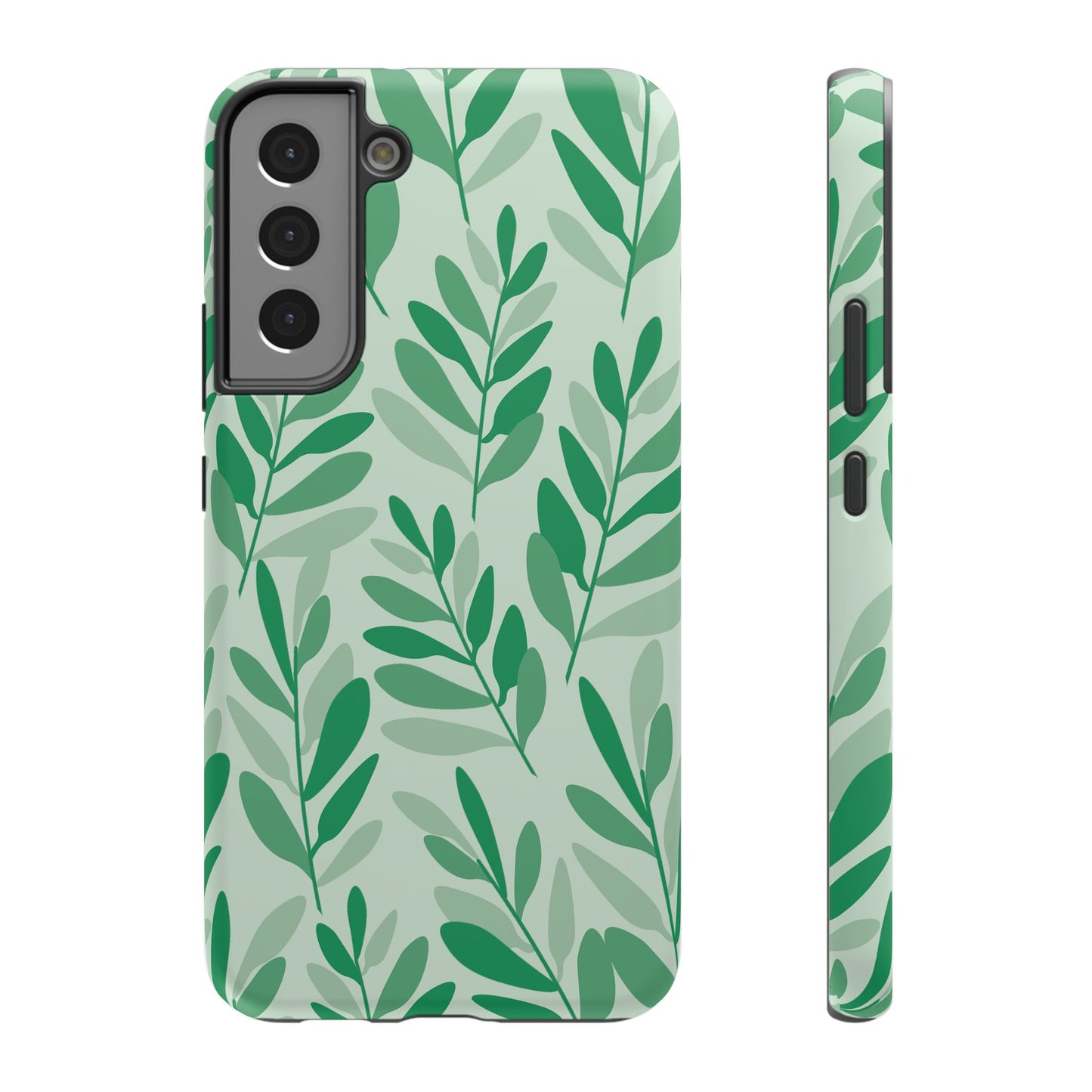 Green Leaf Pattern Phone Case – MagSafe Compatible for iPhone & Samsung Galaxy