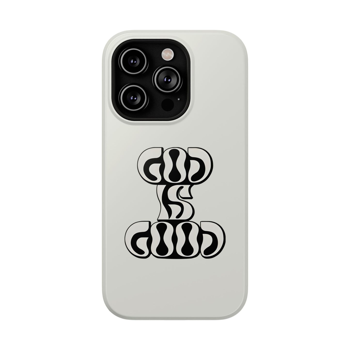 Black & White Bold "God Is Good" Phone Case – MagSafe Compatible for iPhone & Samsung Galaxy