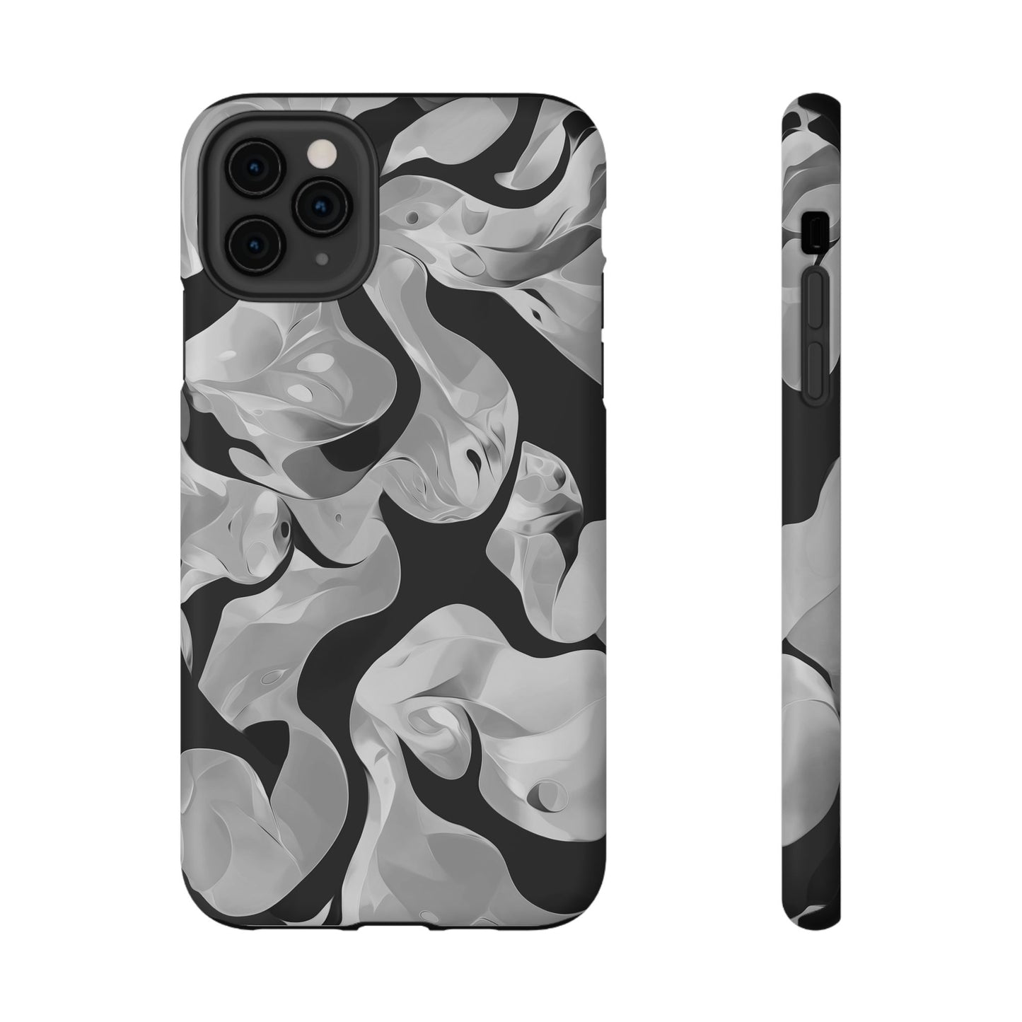 Abstract Monochrome Swirl Phone Case – MagSafe Compatible for iPhone & Samsung Galaxy