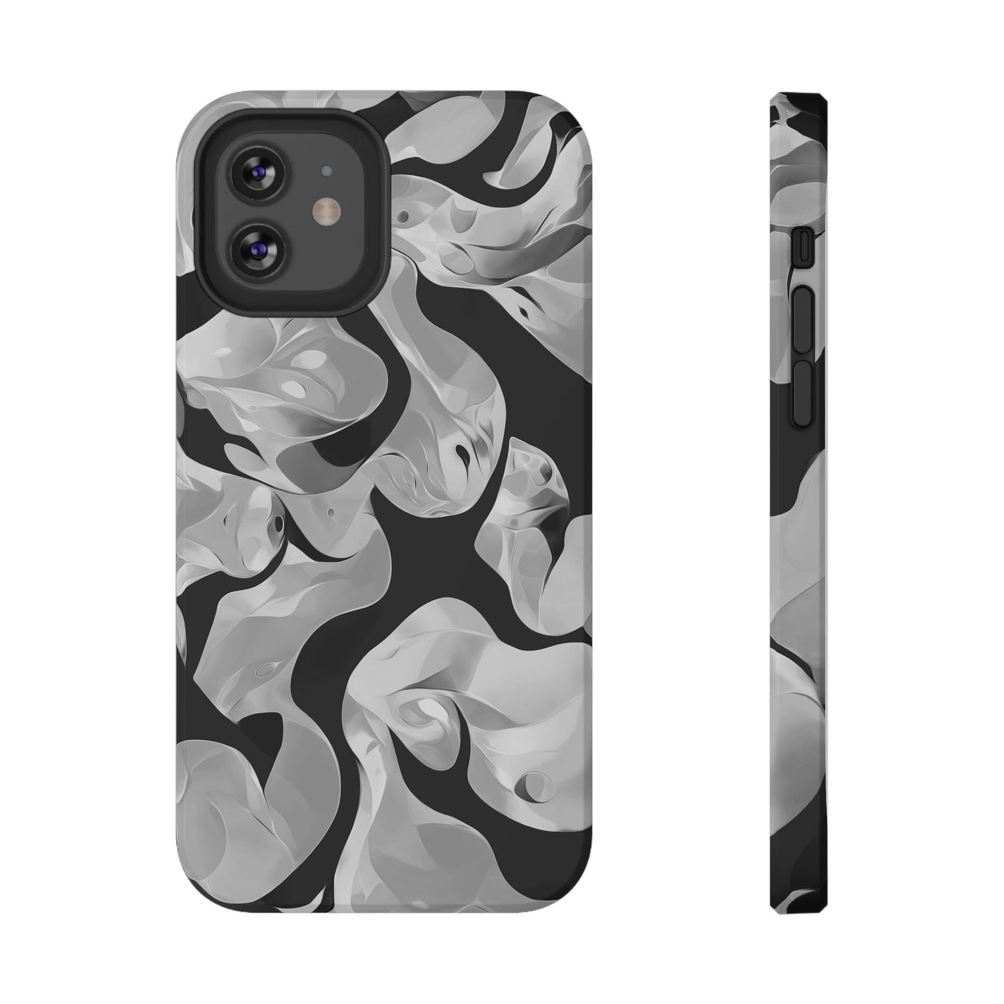 Abstract Monochrome Swirl Phone Case – MagSafe Compatible for iPhone & Samsung Galaxy