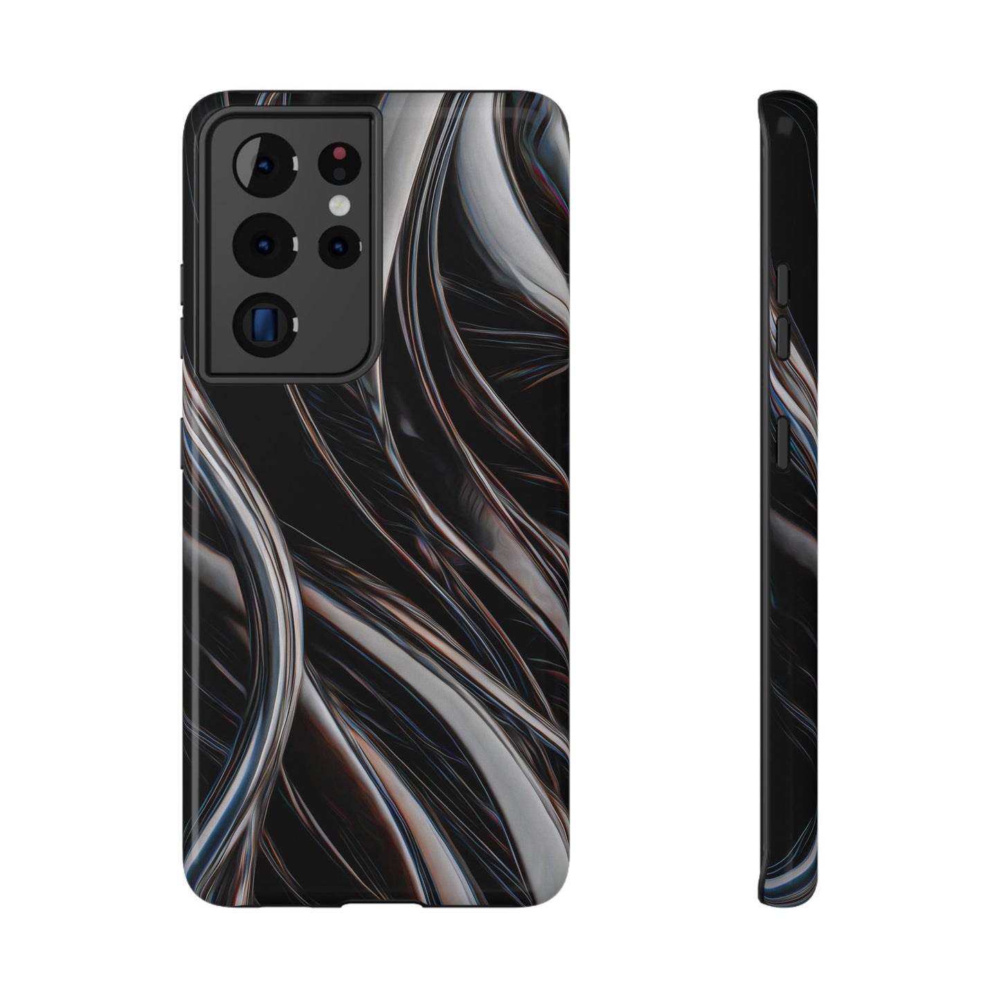 Black Metallic Streaks Phone Case – MagSafe Compatible for iPhone & Samsung Galaxy