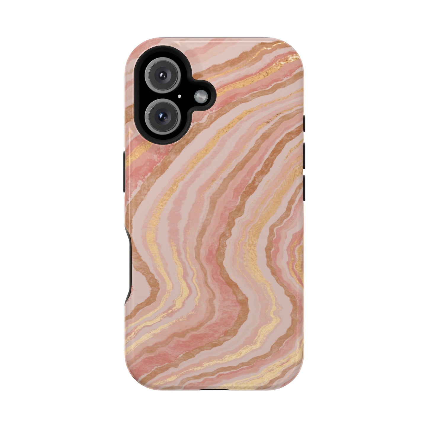 Rose Gold Marble Wave Phone Case – MagSafe Compatible for iPhone & Samsung Galaxy