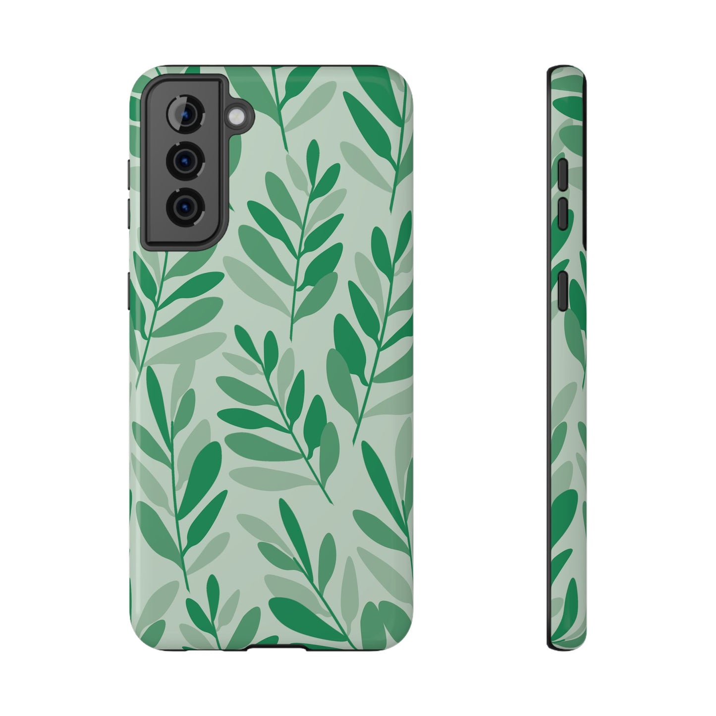 Green Leaf Pattern Phone Case – MagSafe Compatible for iPhone & Samsung Galaxy