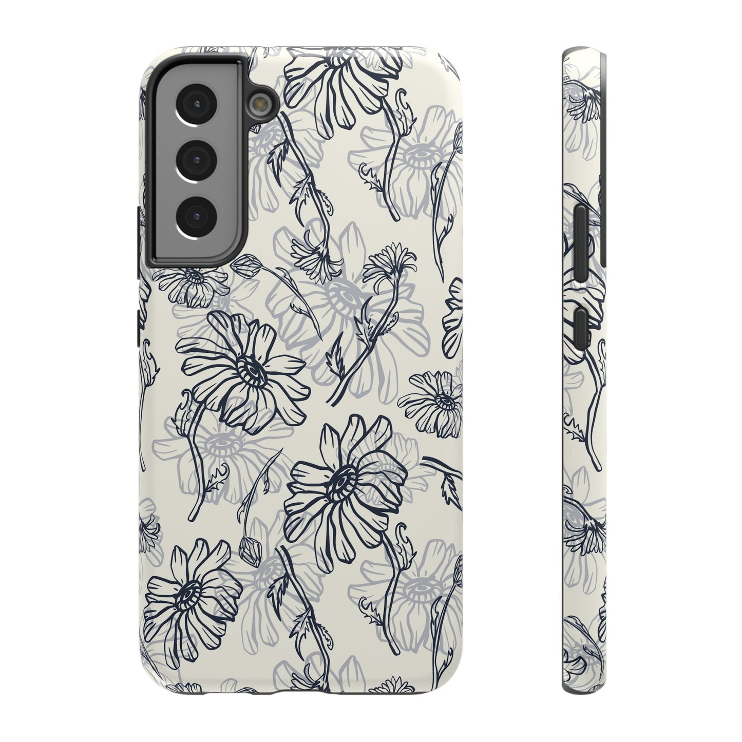 Monochrome Floral Sketch Phone Case – MagSafe Compatible for iPhone & Samsung Galaxy