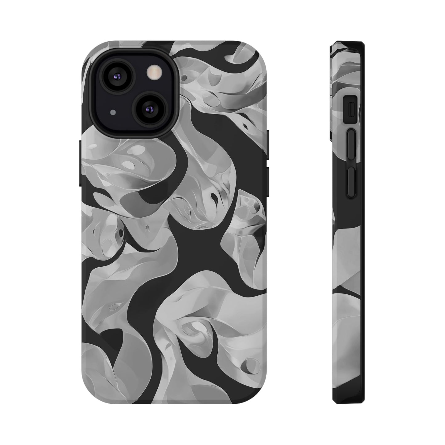 Abstract Monochrome Swirl Phone Case – MagSafe Compatible for iPhone & Samsung Galaxy