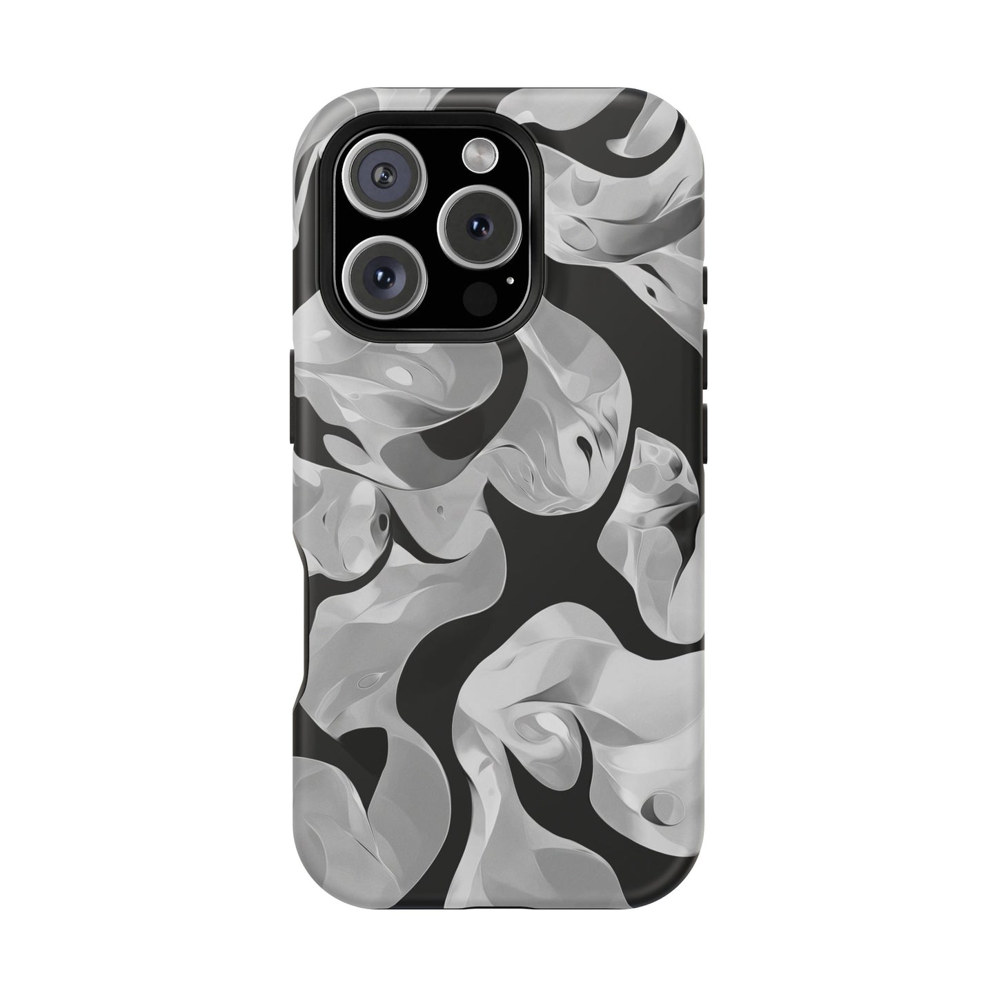 Abstract Monochrome Swirl Phone Case – MagSafe Compatible for iPhone & Samsung Galaxy