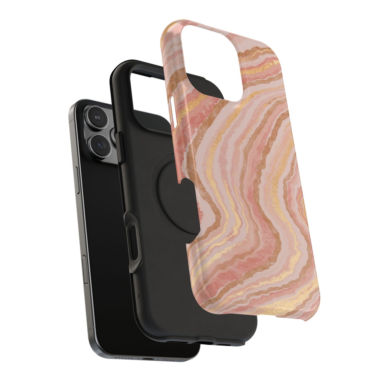 Rose Gold Marble Wave Phone Case – MagSafe Compatible for iPhone & Samsung Galaxy