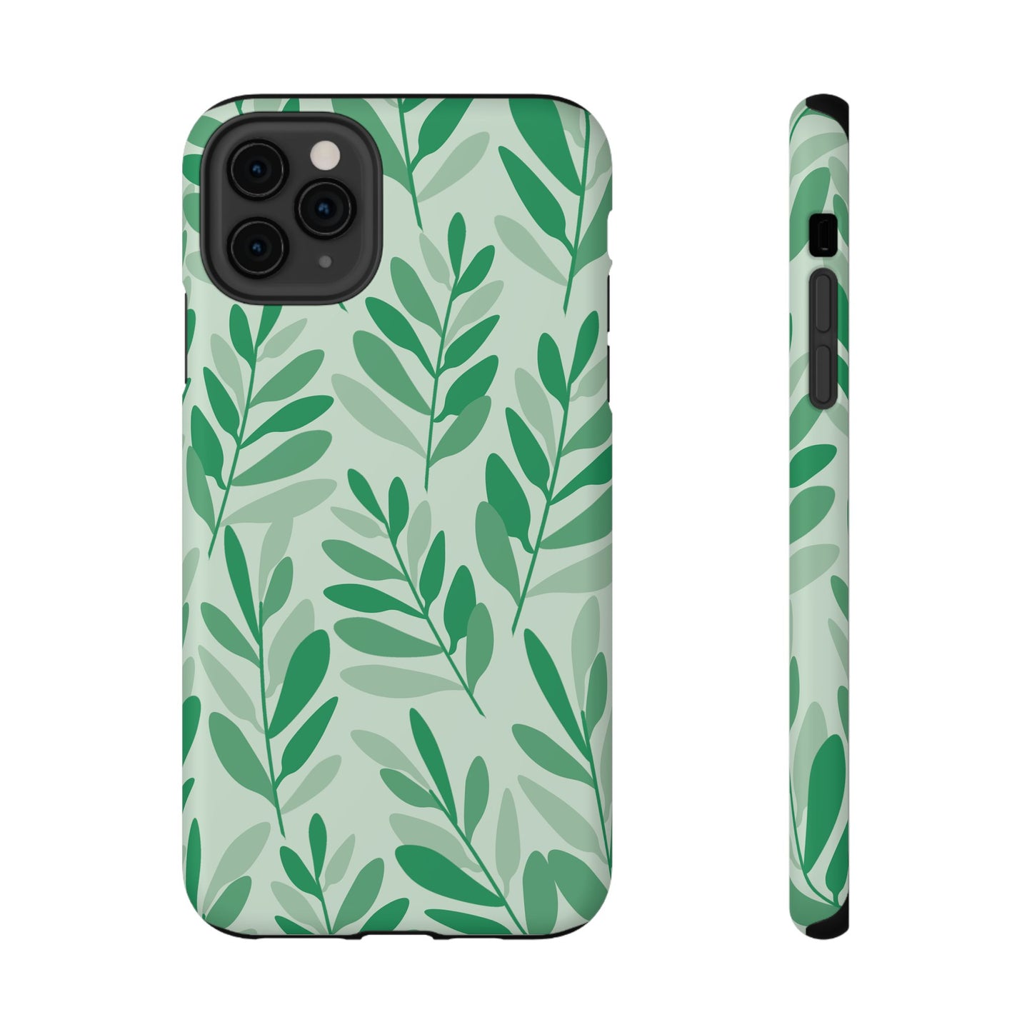 Green Leaf Pattern Phone Case – MagSafe Compatible for iPhone & Samsung Galaxy