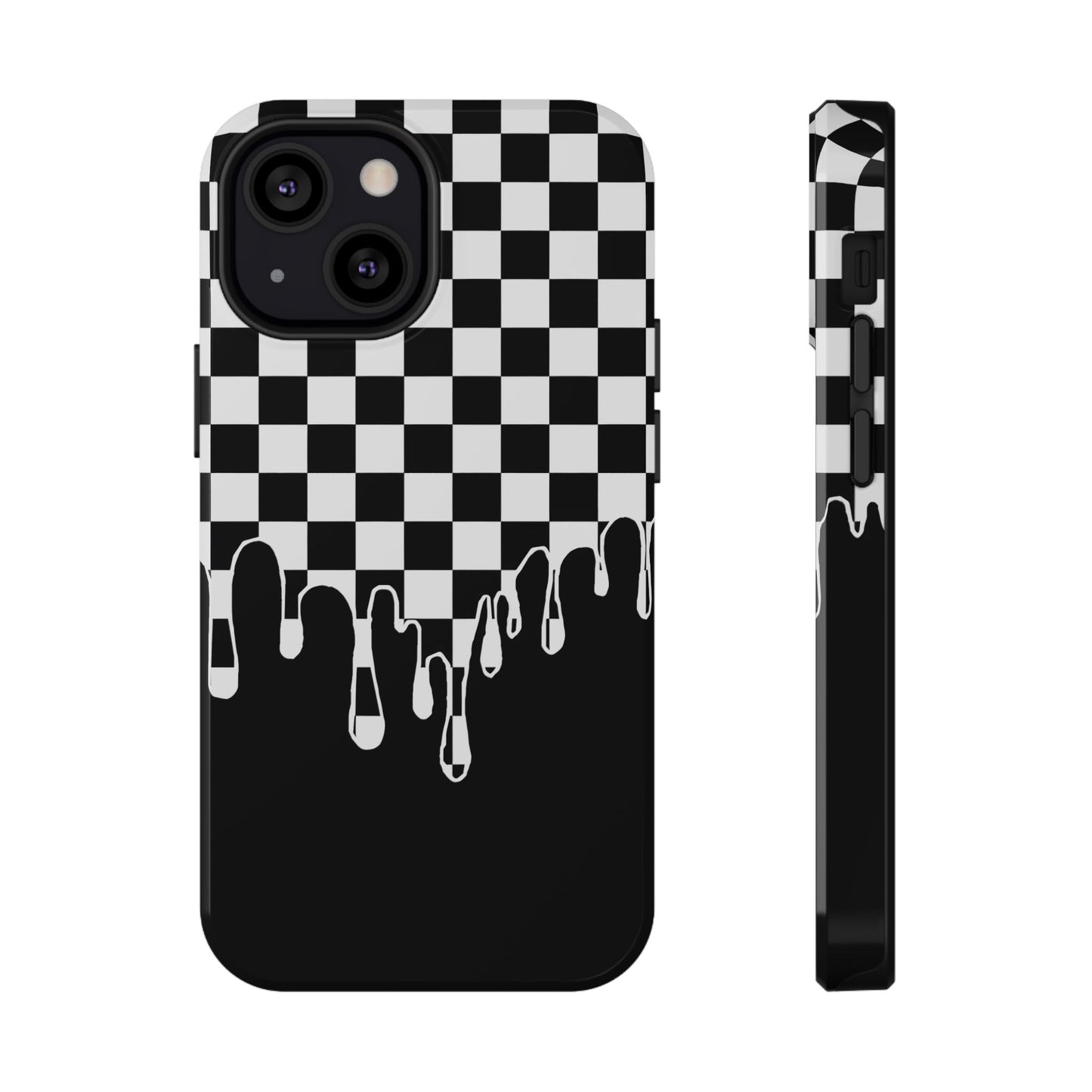 Dripping Checkerboard Phone Case – MagSafe Compatible for iPhone & Samsung Galaxy