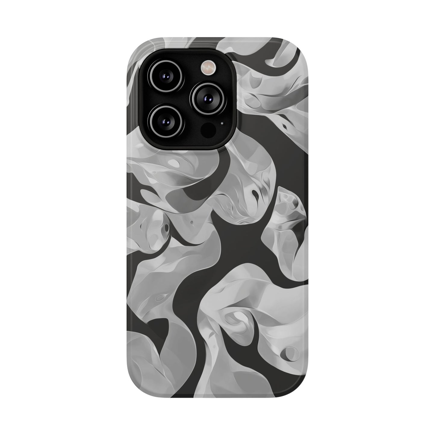 Abstract Monochrome Swirl Phone Case – MagSafe Compatible for iPhone & Samsung Galaxy