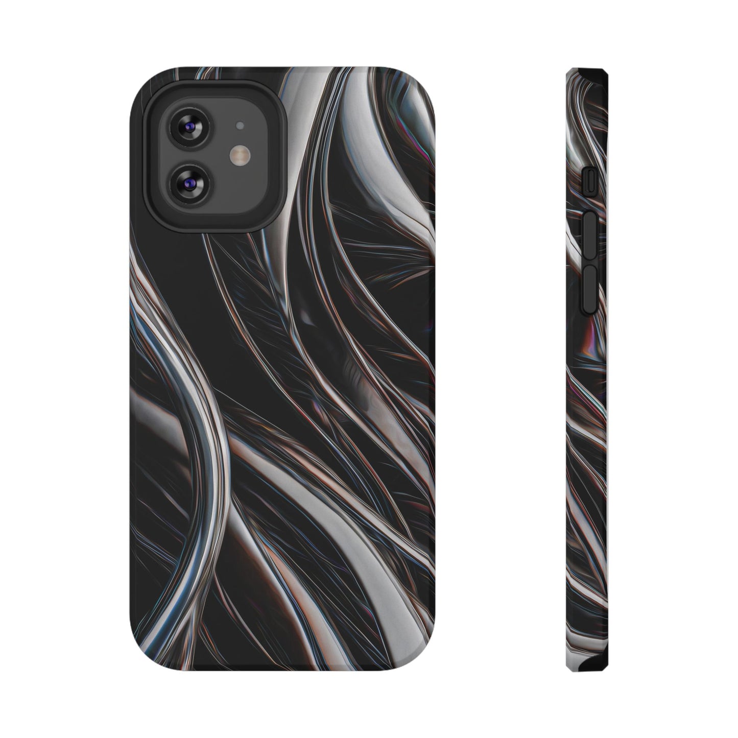 Black Metallic Streaks Phone Case – MagSafe Compatible for iPhone & Samsung Galaxy