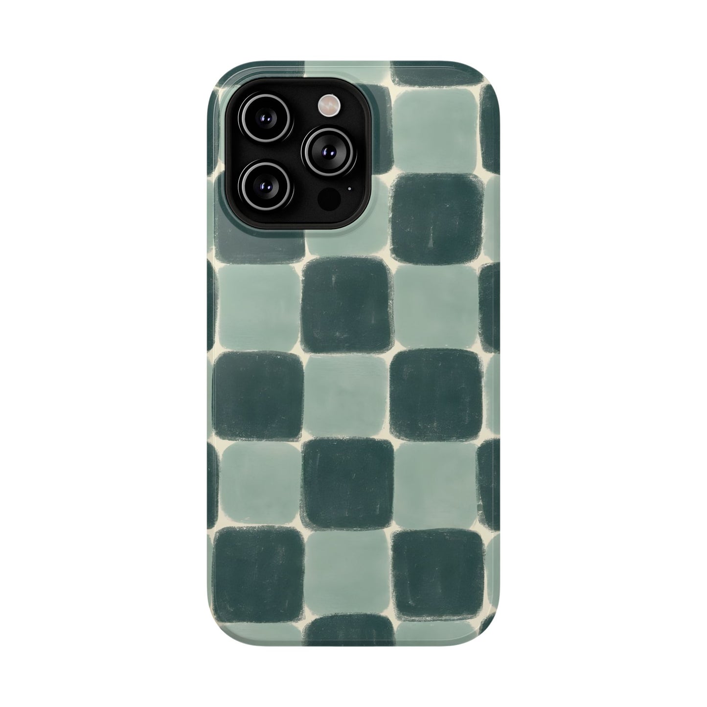 Green Checkerboard Retro Phone Case – MagSafe Compatible for iPhone & Samsung Galaxy