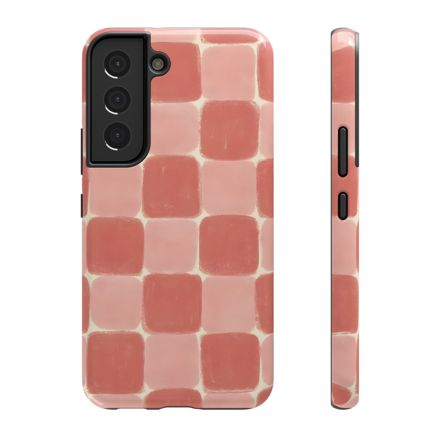 Blush Pink Checkerboard Phone Case – MagSafe Compatible for iPhone & Samsung Galaxy