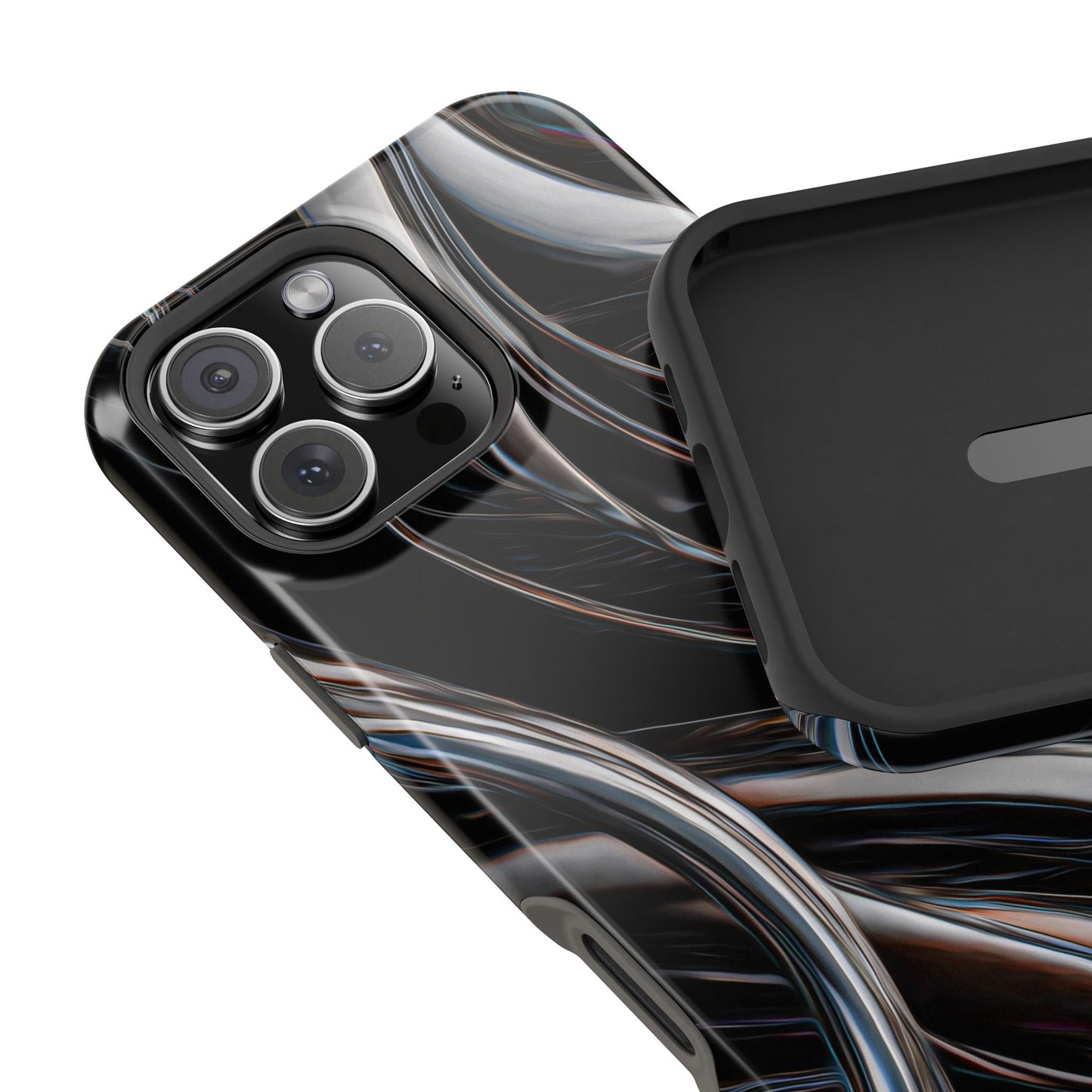 Black Metallic Streaks Phone Case – MagSafe Compatible for iPhone & Samsung Galaxy