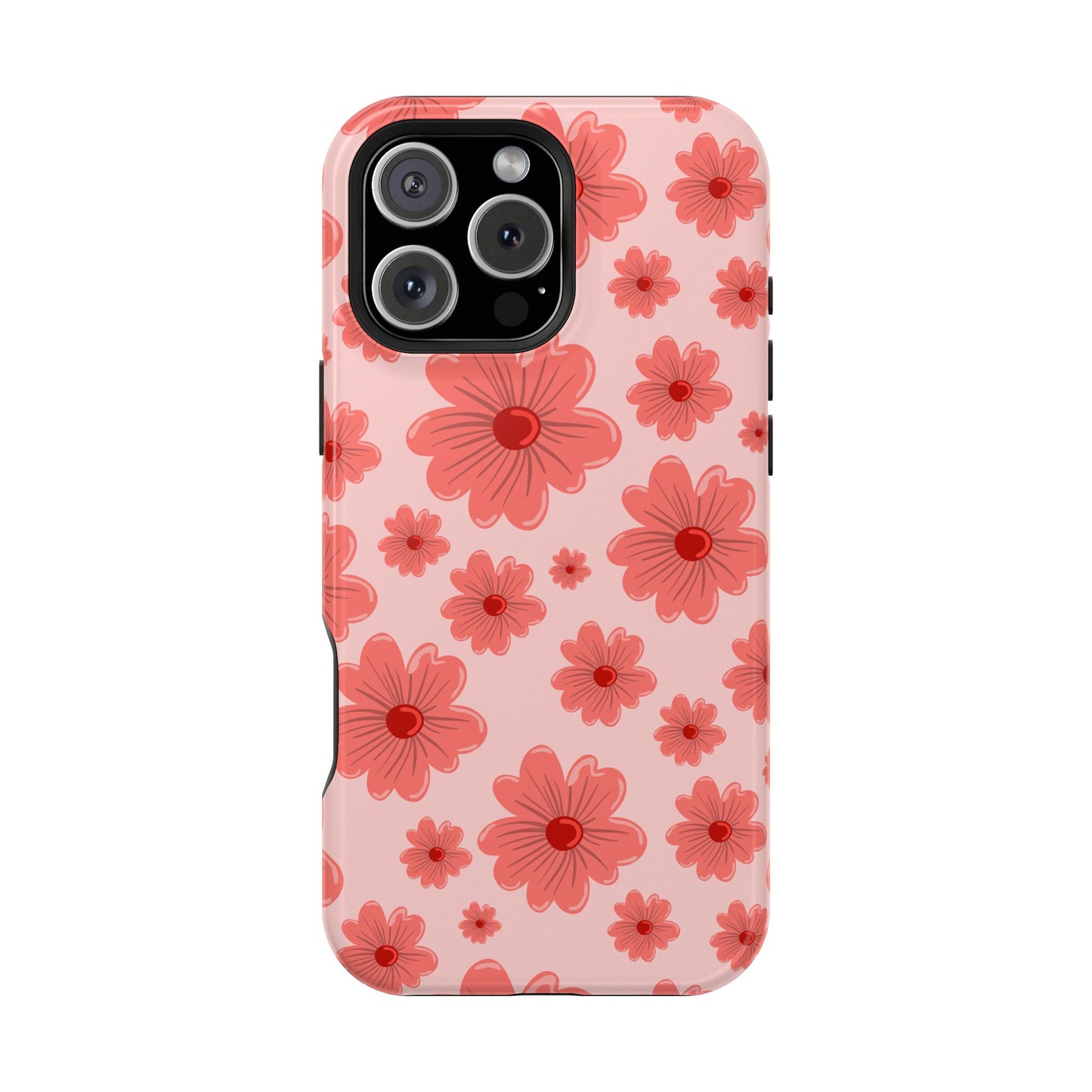 Blush Red Floral Phone Case – MagSafe Compatible for iPhone & Samsung Galaxy
