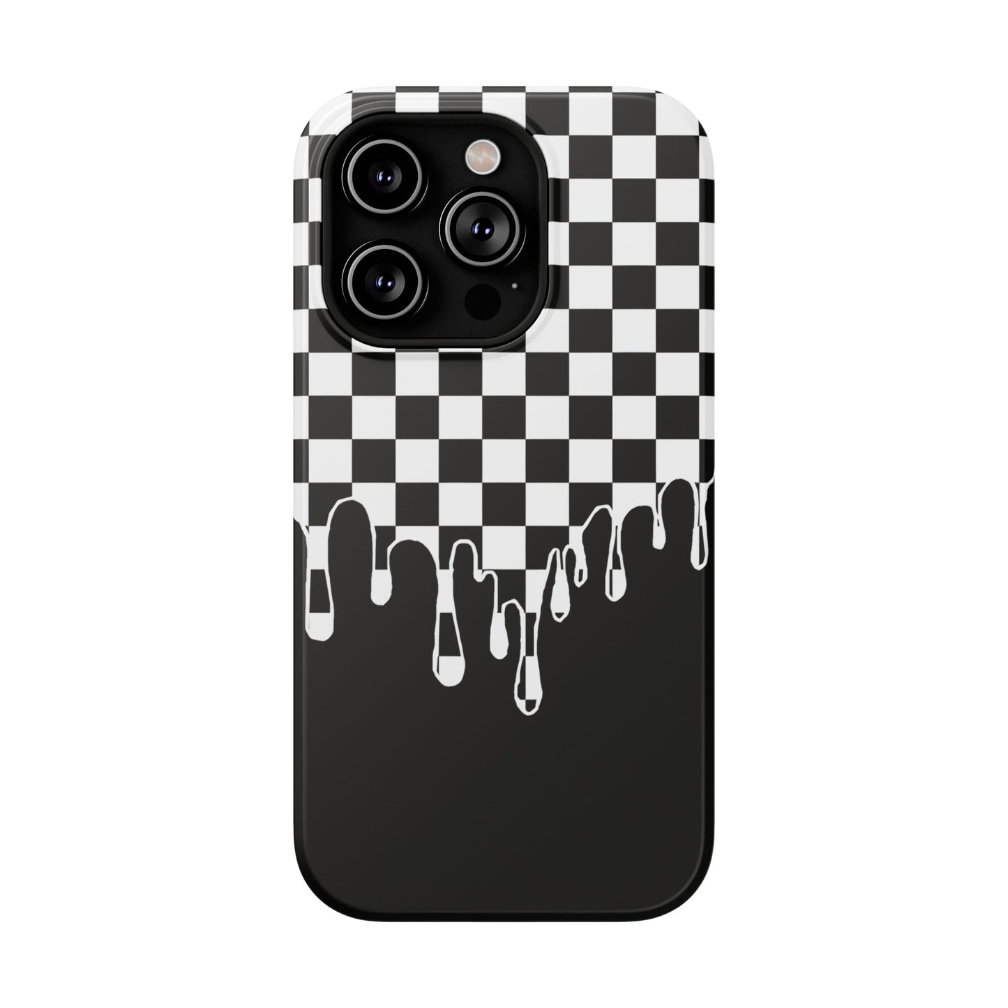 Dripping Checkerboard Phone Case – MagSafe Compatible for iPhone & Samsung Galaxy