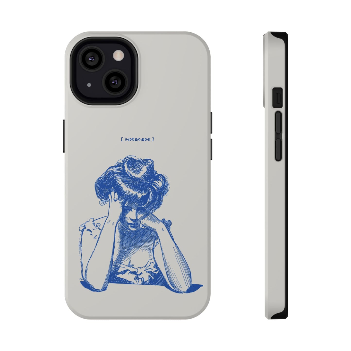 Melancholy Muse Line Art Phone Case – MagSafe Compatible for iPhone & Samsung Galaxy
