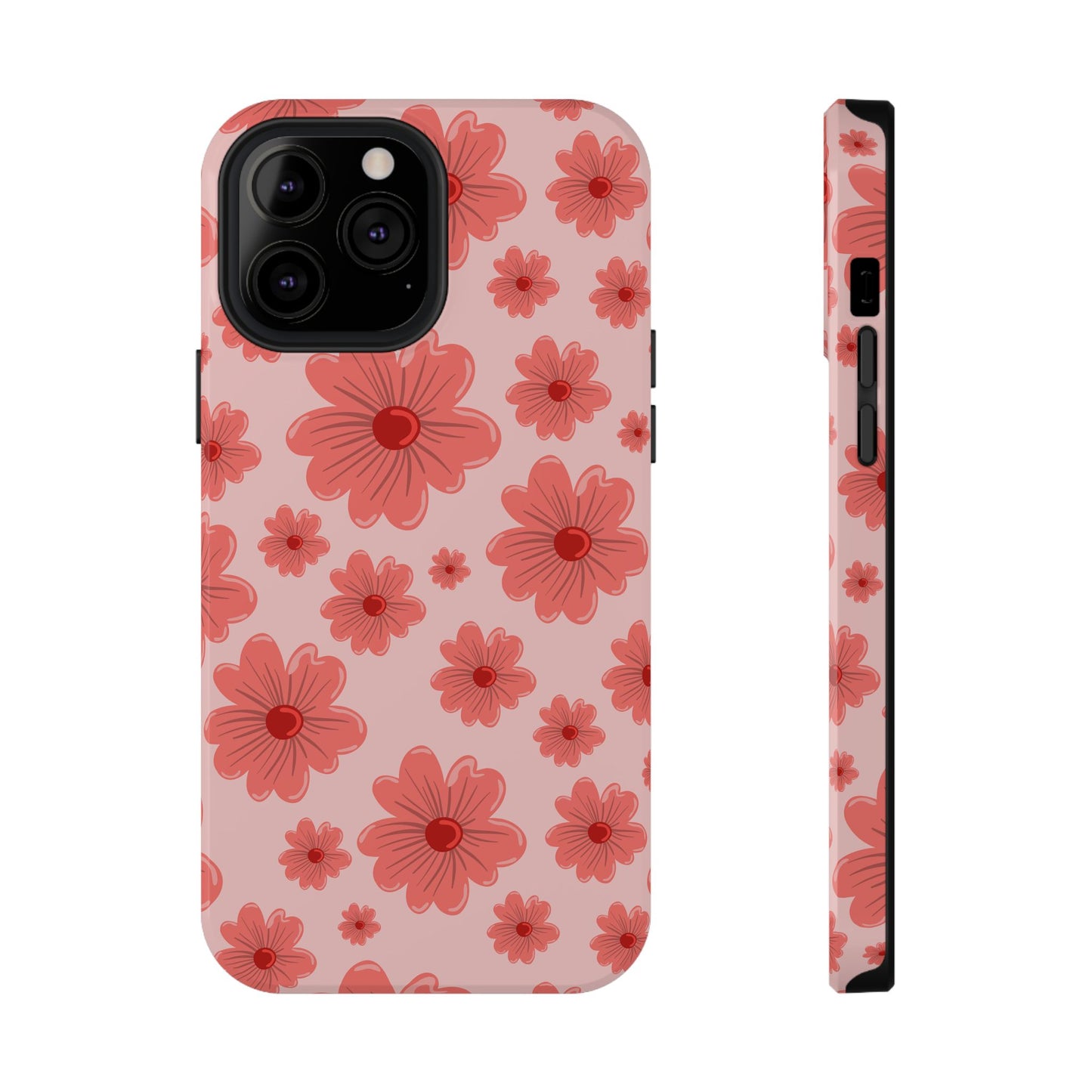 Blush Red Floral Phone Case – MagSafe Compatible for iPhone & Samsung Galaxy