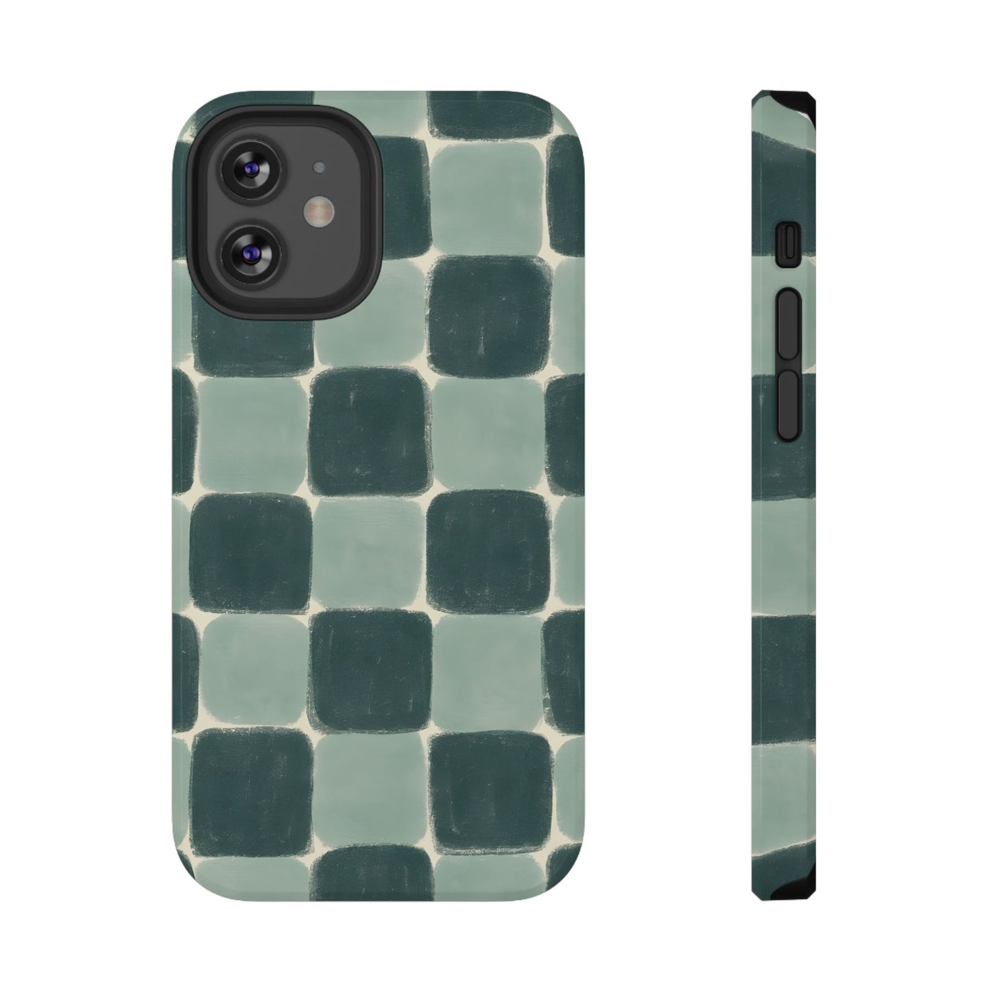 Green Checkerboard Retro Phone Case – MagSafe Compatible for iPhone & Samsung Galaxy