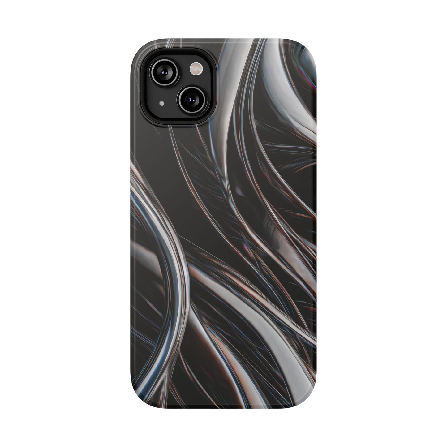 Black Metallic Streaks Phone Case – MagSafe Compatible for iPhone & Samsung Galaxy