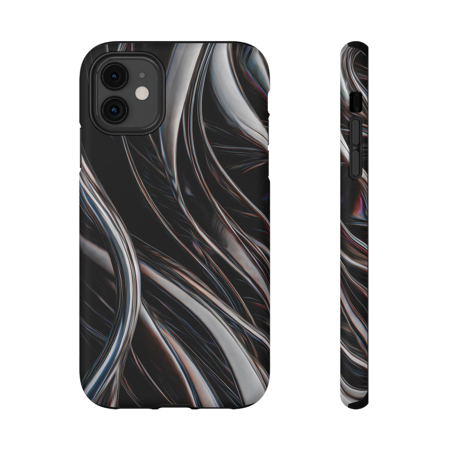 Black Metallic Streaks Phone Case – MagSafe Compatible for iPhone & Samsung Galaxy