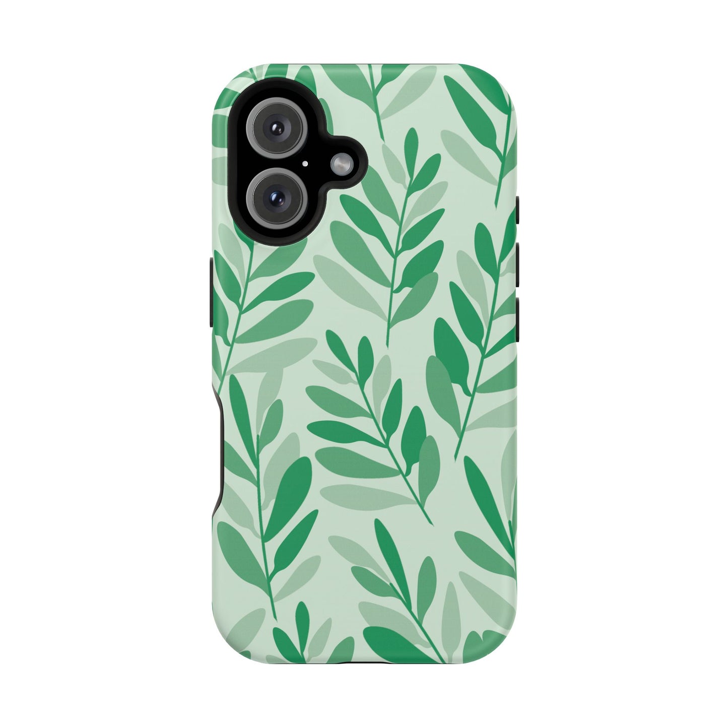 Green Leaf Pattern Phone Case – MagSafe Compatible for iPhone & Samsung Galaxy