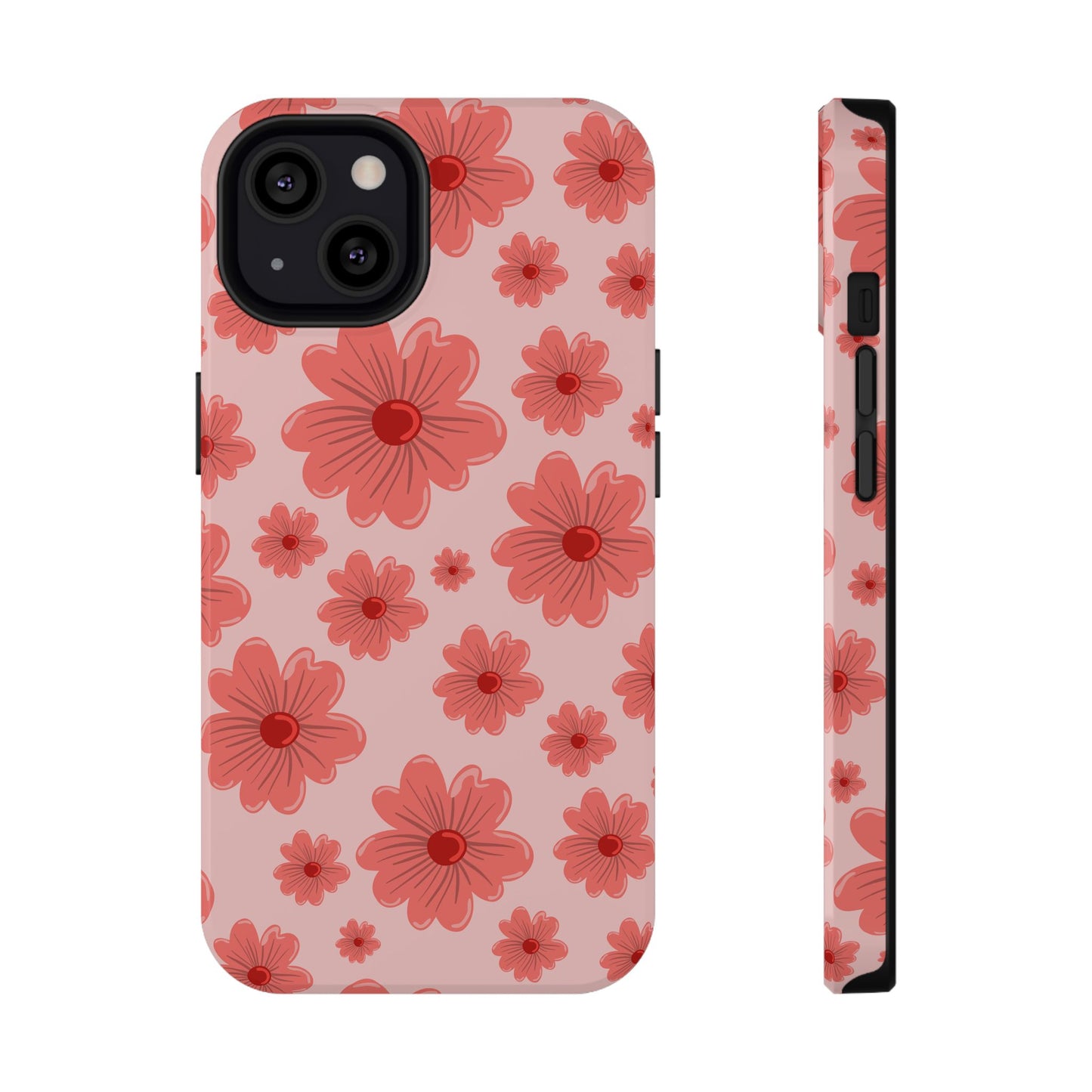 Blush Red Floral Phone Case – MagSafe Compatible for iPhone & Samsung Galaxy