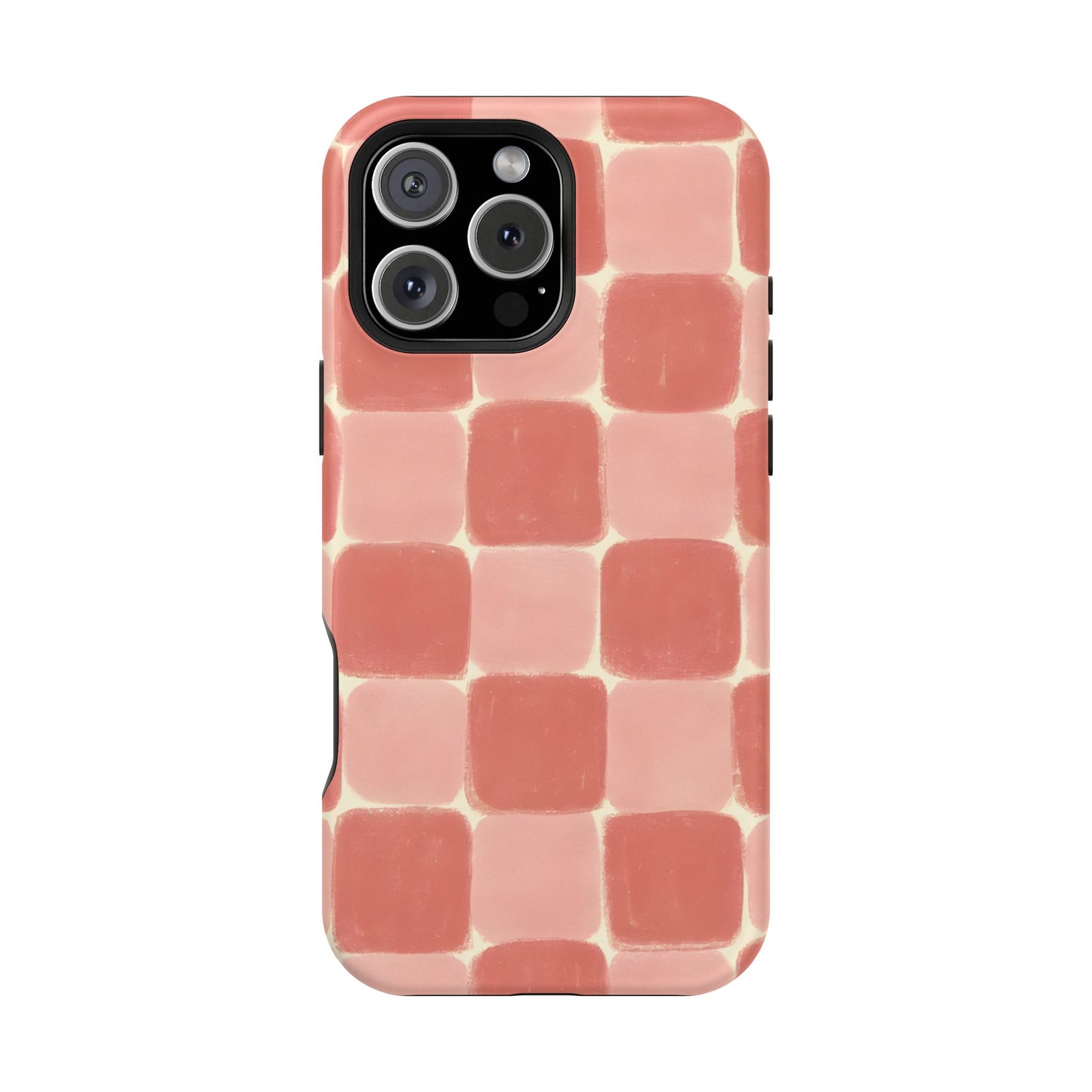Blush Pink Checkerboard Phone Case – MagSafe Compatible for iPhone & Samsung Galaxy
