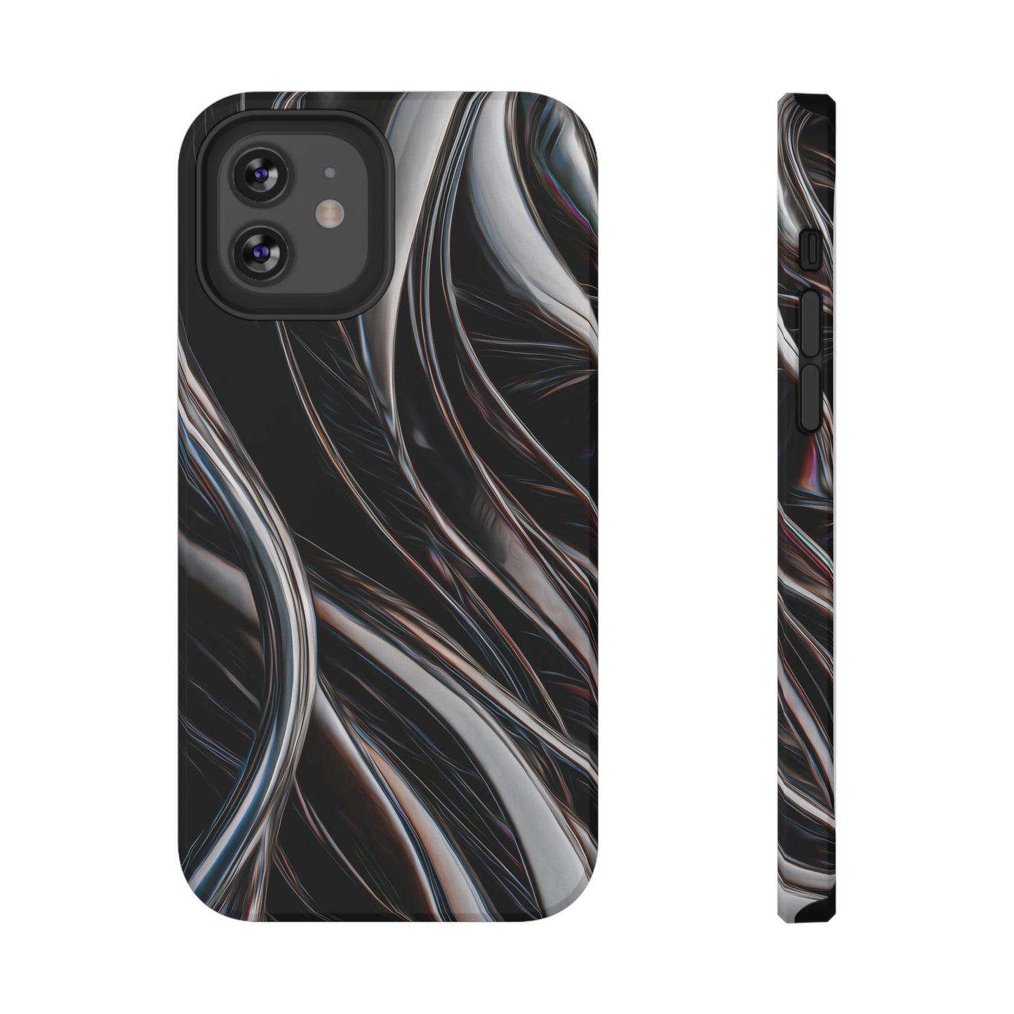 Black Metallic Streaks Phone Case – MagSafe Compatible for iPhone & Samsung Galaxy
