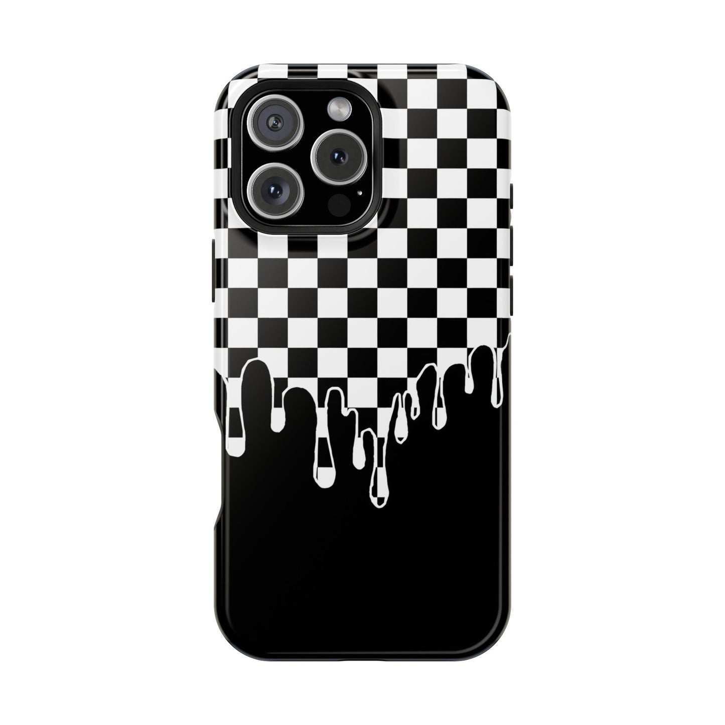 Dripping Checkerboard Phone Case – MagSafe Compatible for iPhone & Samsung Galaxy
