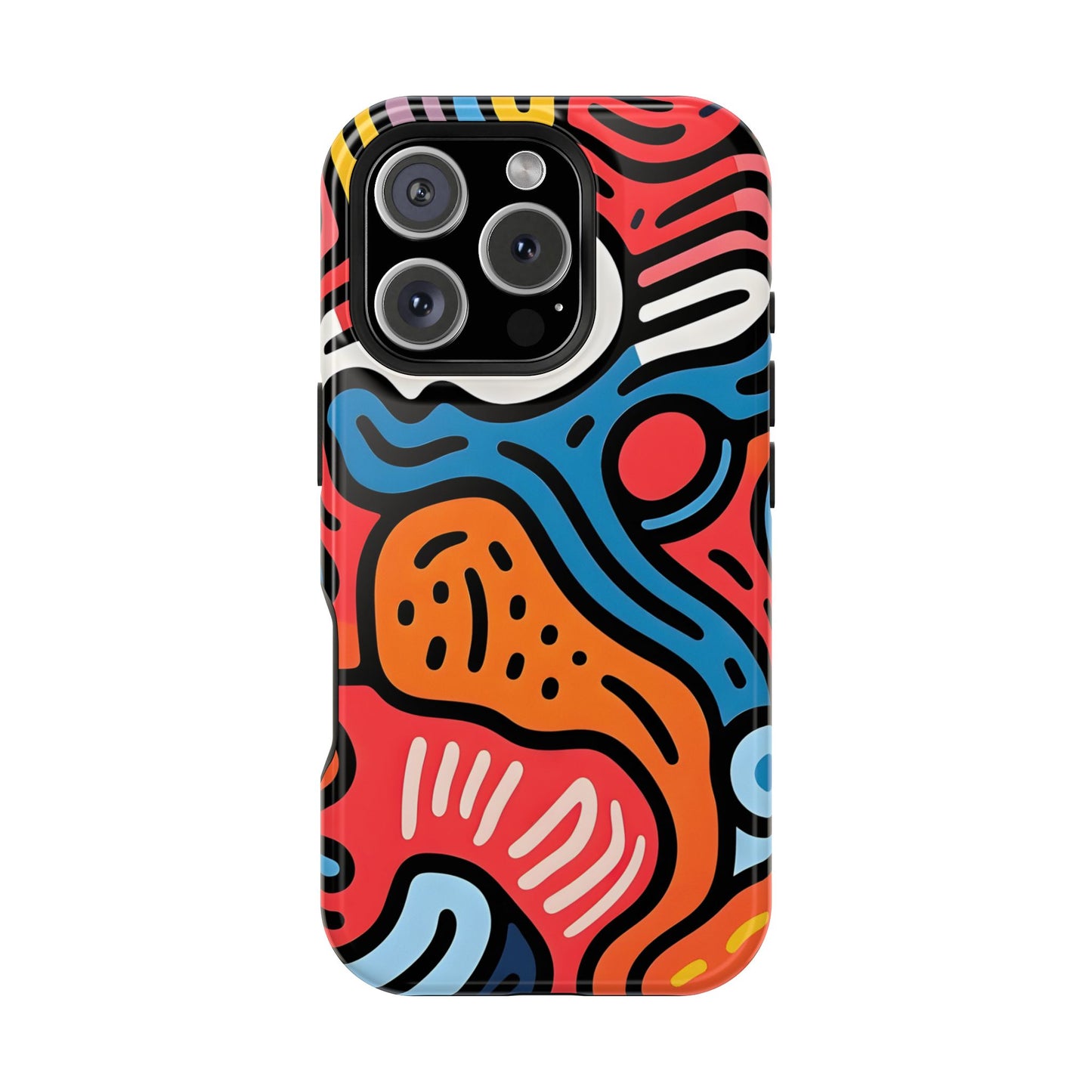 Bold Abstract Doodle Phone Case – MagSafe Compatible for iPhone & Samsung Galaxy